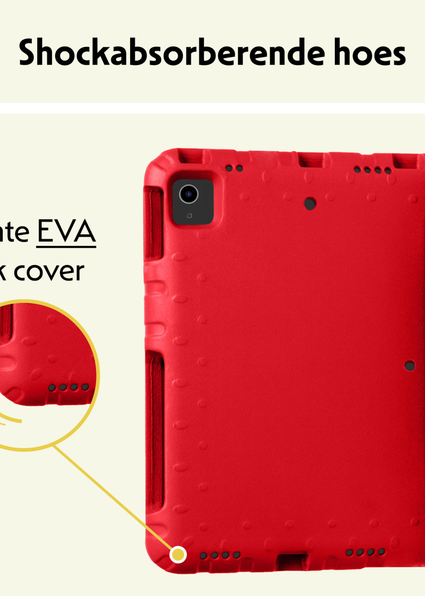 LUQ Hoes Geschikt voor iPad Air 6 (11 inch) Hoes Kinder Hoesje Kids Case Kinderhoes Shockproof Met Screenprotector - Hoesje Geschikt voor iPad Air 2024 (11 inch) Hoesje Kidscase - Rood