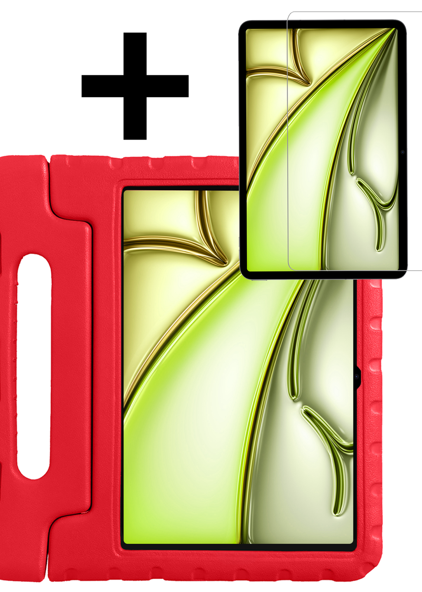 LUQ Hoes Geschikt voor iPad Air 6 (11 inch) Hoes Kinder Hoesje Kids Case Kinderhoes Shockproof Met Screenprotector - Hoesje Geschikt voor iPad Air 2024 (11 inch) Hoesje Kidscase - Rood