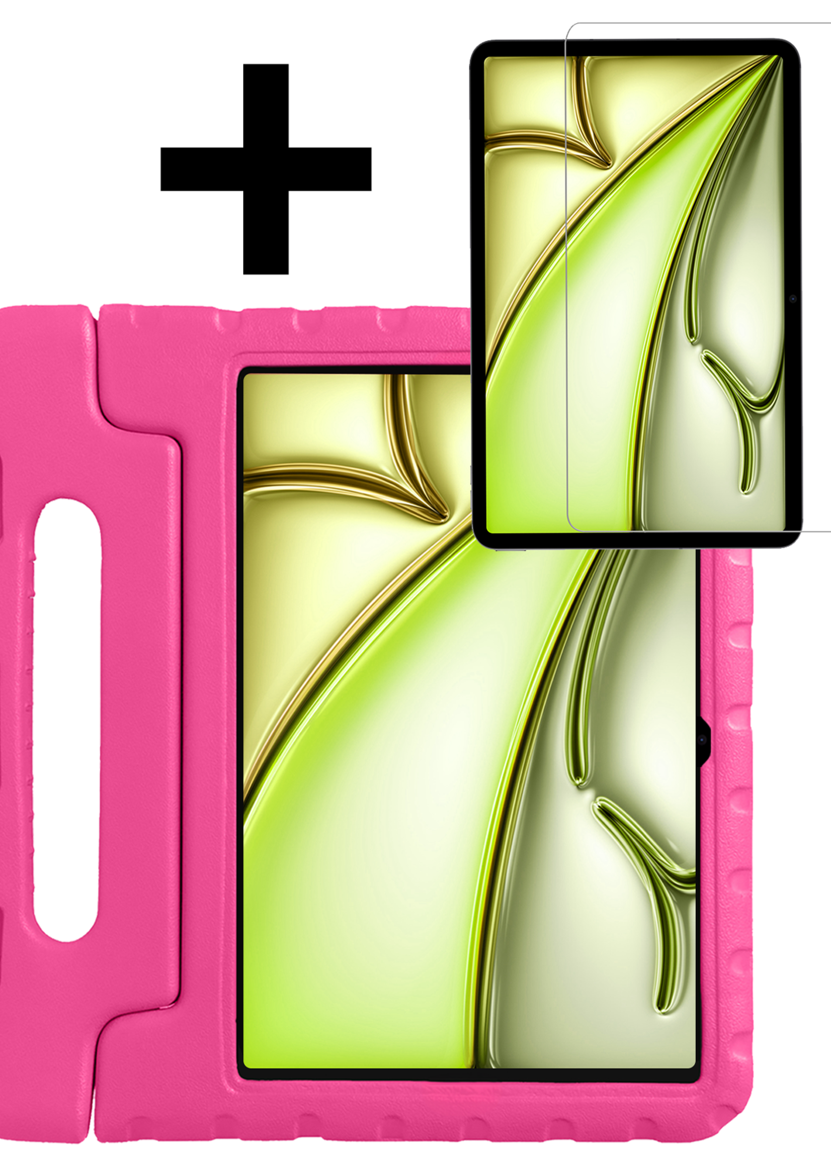 LUQ Hoes Geschikt voor iPad Air 6 (11 inch) Hoes Kinder Hoesje Kids Case Kinderhoes Shockproof Met Screenprotector - Hoesje Geschikt voor iPad Air 2024 (11 inch) Hoesje Kidscase - Roze