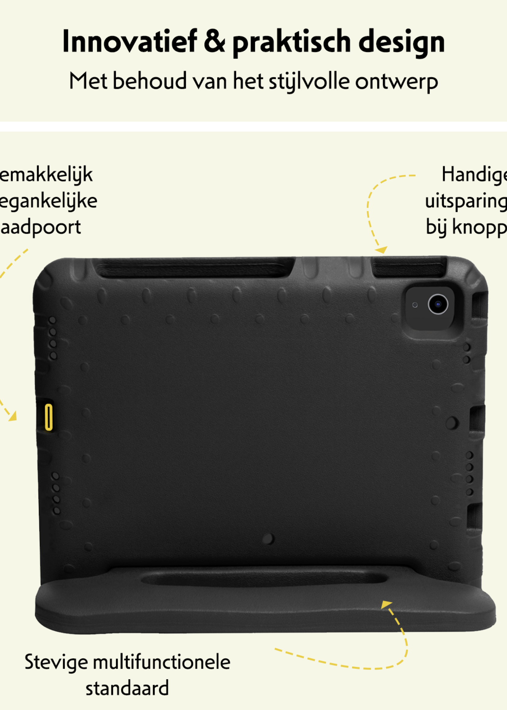 LUQ Hoes Geschikt voor iPad Air 6 (11 inch) Hoes Kinder Hoesje Kids Case Kinderhoes Shockproof Met Screenprotector - Hoesje Geschikt voor iPad Air 2024 (11 inch) Hoesje Kidscase - Zwart