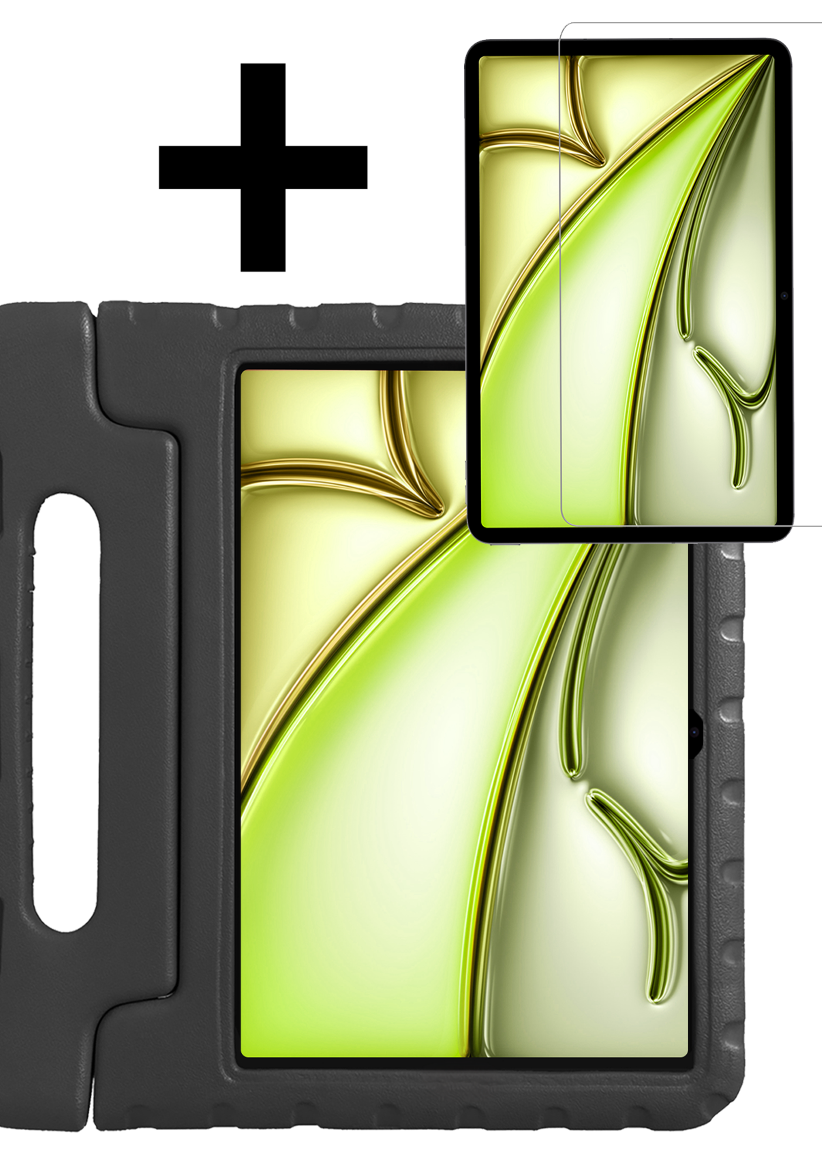 LUQ Hoes Geschikt voor iPad Air 6 (11 inch) Hoes Kinder Hoesje Kids Case Kinderhoes Shockproof Met Screenprotector - Hoesje Geschikt voor iPad Air 2024 (11 inch) Hoesje Kidscase - Zwart