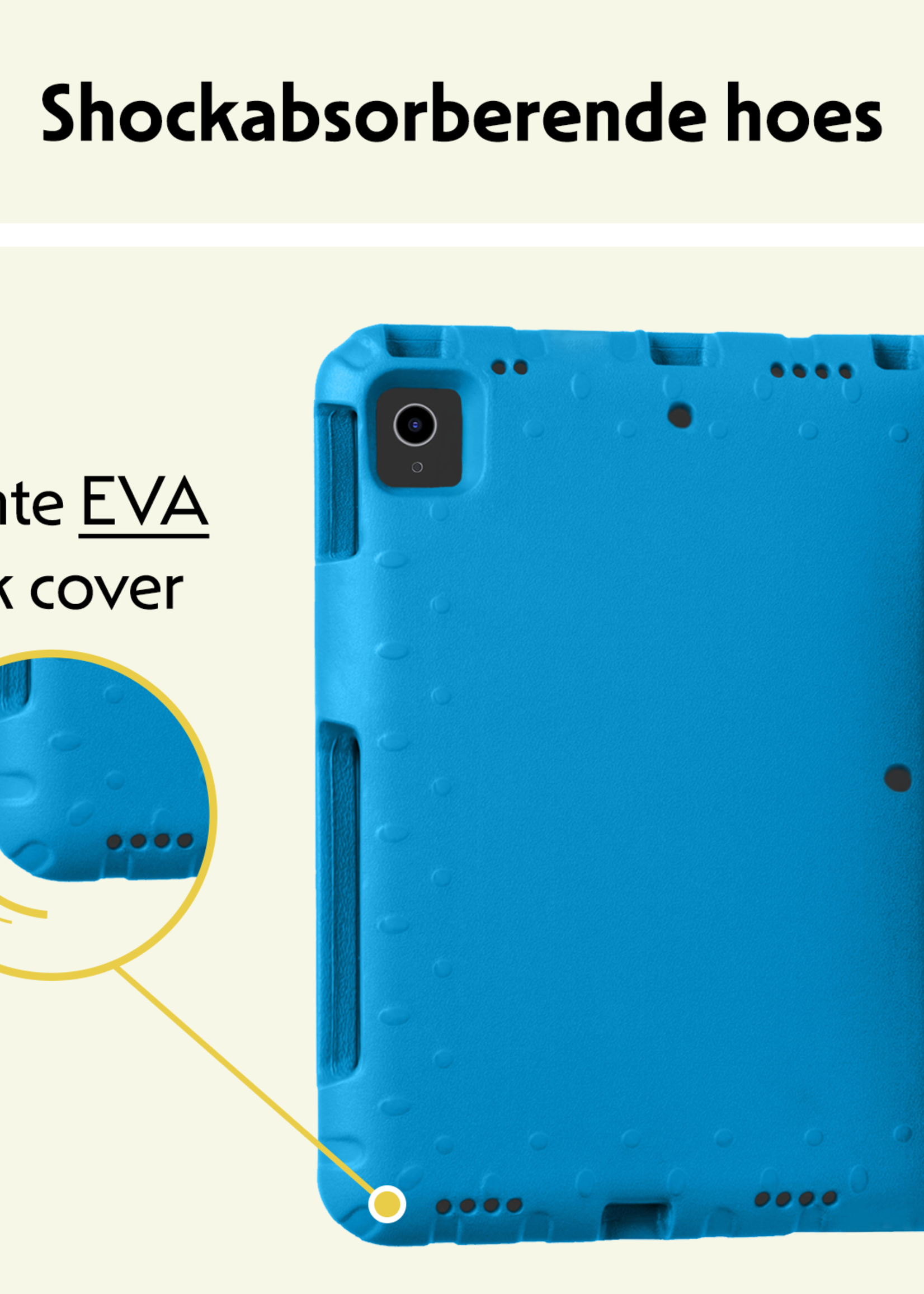 LUQ Hoes Geschikt voor iPad Air 6 (11 inch) Hoes Kinder Hoesje Kids Case Kinderhoes Shockproof Met 2x Screenprotector - Hoesje Geschikt voor iPad Air 2024 (11 inch) Hoesje Kidscase - Blauw