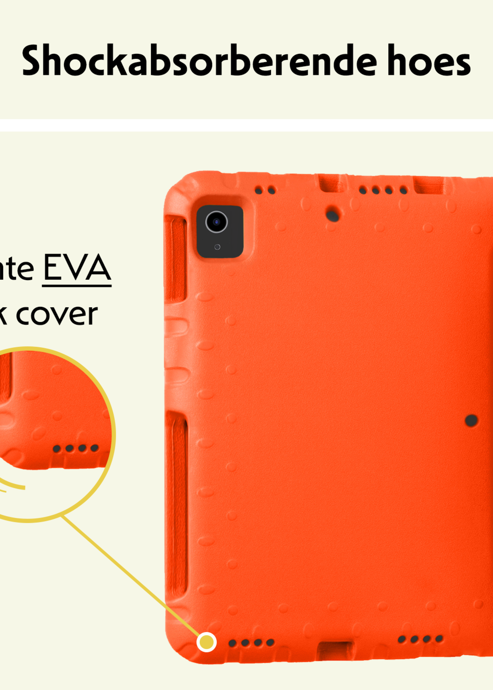 LUQ Hoes Geschikt voor iPad Air 6 (11 inch) Hoes Kinder Hoesje Kids Case Kinderhoes Shockproof Met 2x Screenprotector - Hoesje Geschikt voor iPad Air 2024 (11 inch) Hoesje Kidscase - Oranje