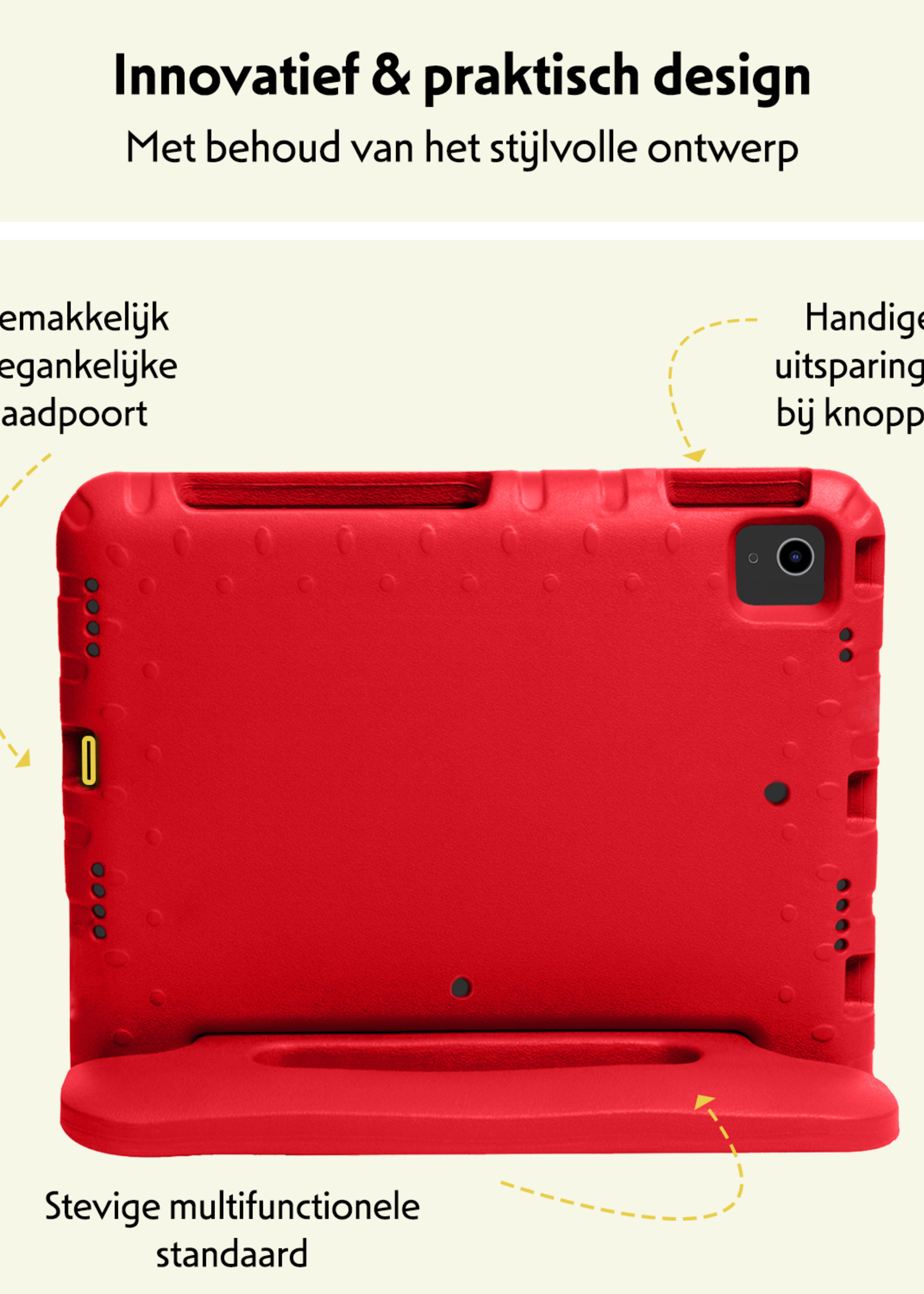 LUQ Hoes Geschikt voor iPad Air 6 (11 inch) Hoes Kinder Hoesje Kids Case Kinderhoes Shockproof Met 2x Screenprotector - Hoesje Geschikt voor iPad Air 2024 (11 inch) Hoesje Kidscase - Rood