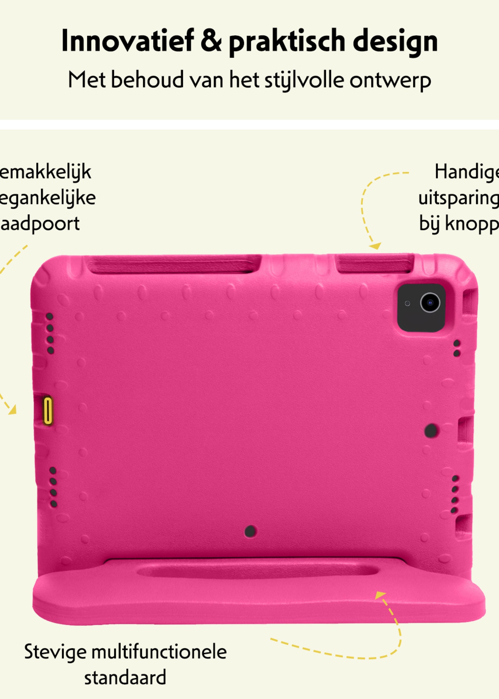 LUQ Hoes Geschikt voor iPad Air 6 (11 inch) Hoes Kinder Hoesje Kids Case Kinderhoes Shockproof Met 2x Screenprotector - Hoesje Geschikt voor iPad Air 2024 (11 inch) Hoesje Kidscase - Roze