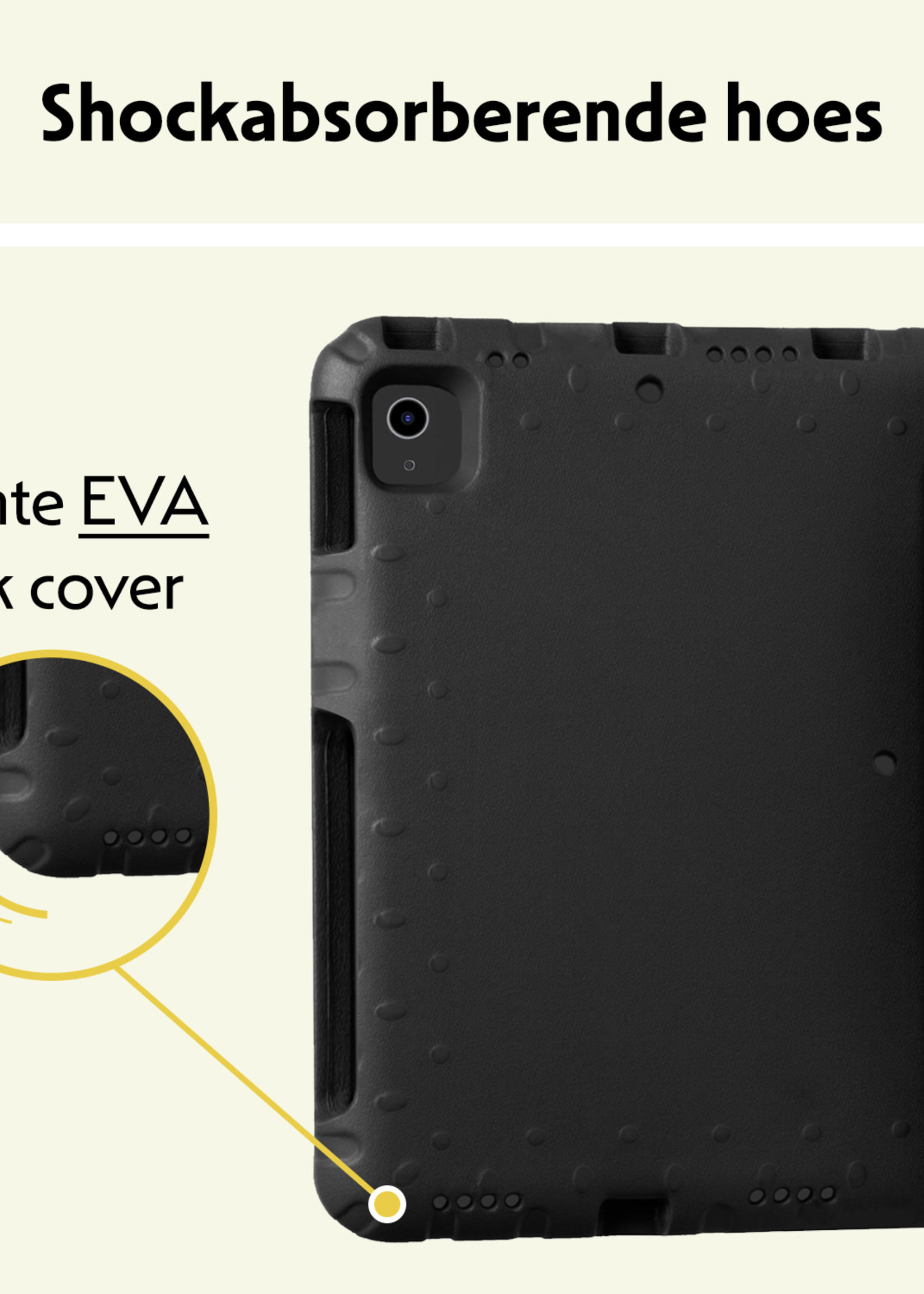 LUQ Hoes Geschikt voor iPad Air 6 (11 inch) Hoes Kinder Hoesje Kids Case Kinderhoes Shockproof Met 2x Screenprotector - Hoesje Geschikt voor iPad Air 2024 (11 inch) Hoesje Kidscase - Zwart