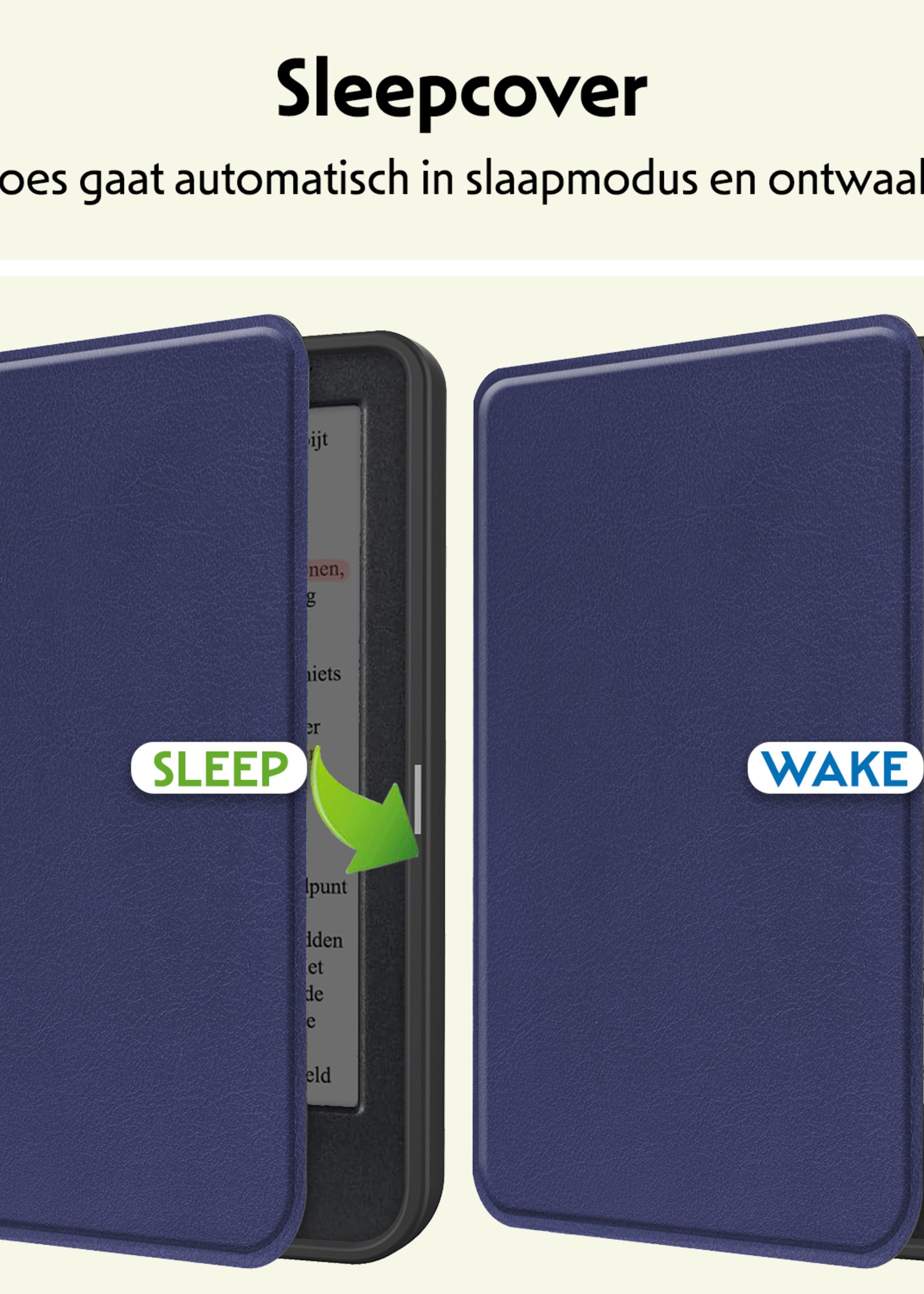 LUQ Hoesje Geschikt voor Kobo Clara Colour Hoes Bescherm Hoesje Case Luxe Sleep Cover - Donkerblauw