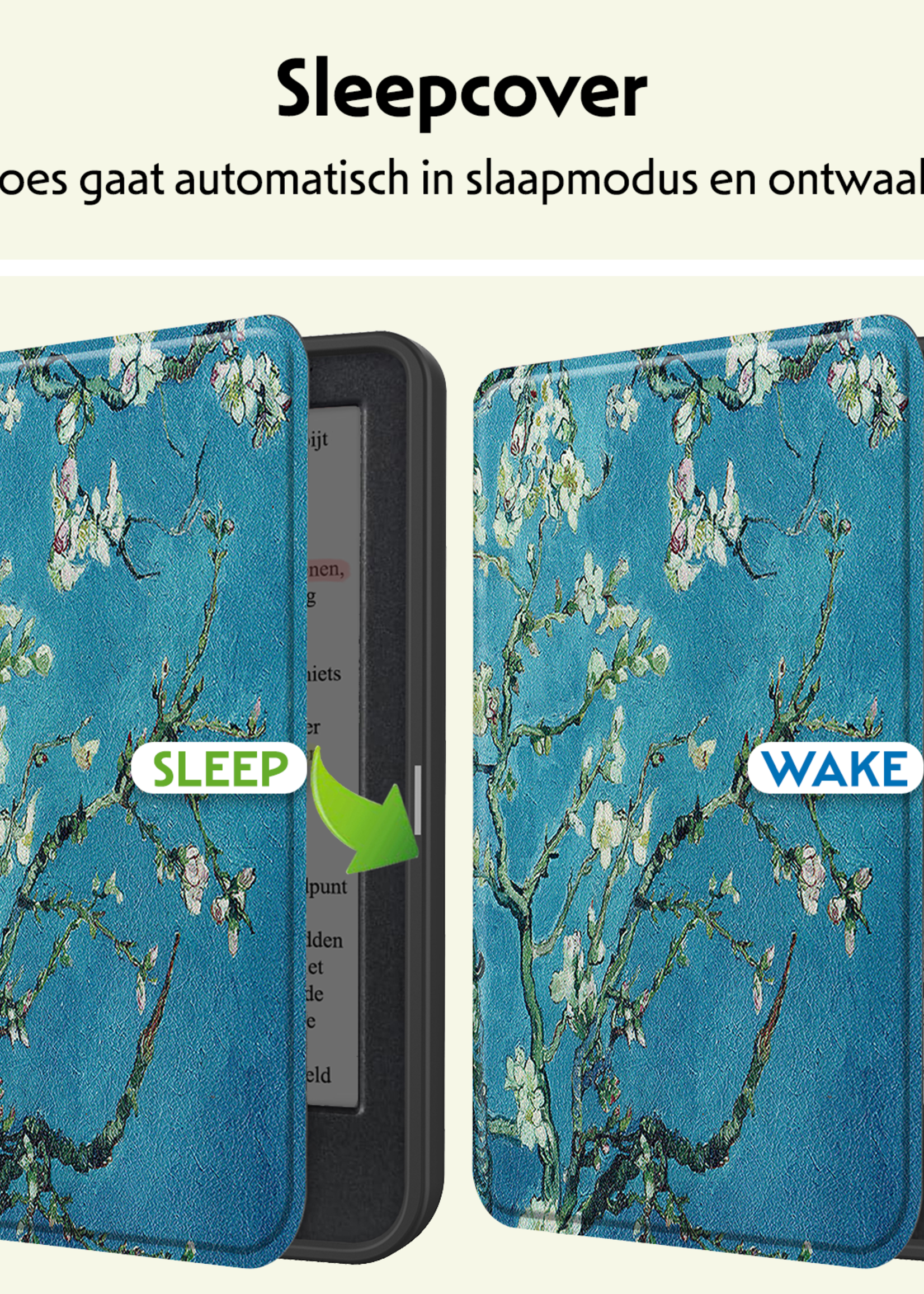 LUQ Hoesje Geschikt voor Kobo Clara Colour Hoes Bescherm Hoesje Case Luxe Sleep Cover Met Screenprotector - Bloesem