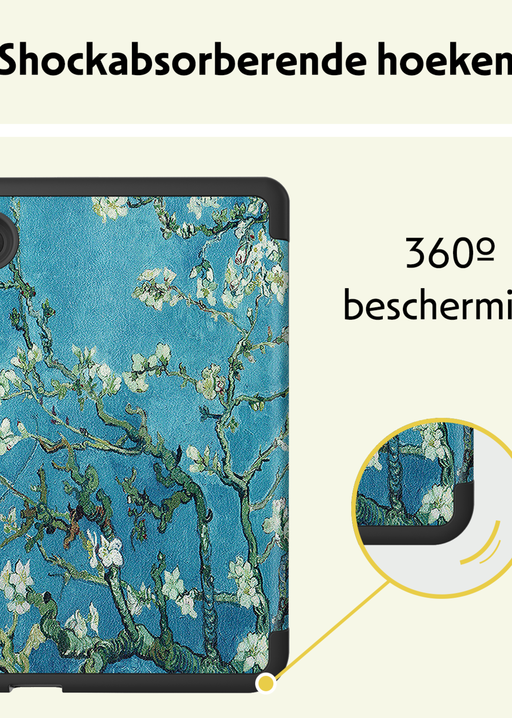 LUQ Hoesje Geschikt voor Kobo Clara Colour Hoes Bescherm Hoesje Case Luxe Sleep Cover Met Screenprotector - Bloesem