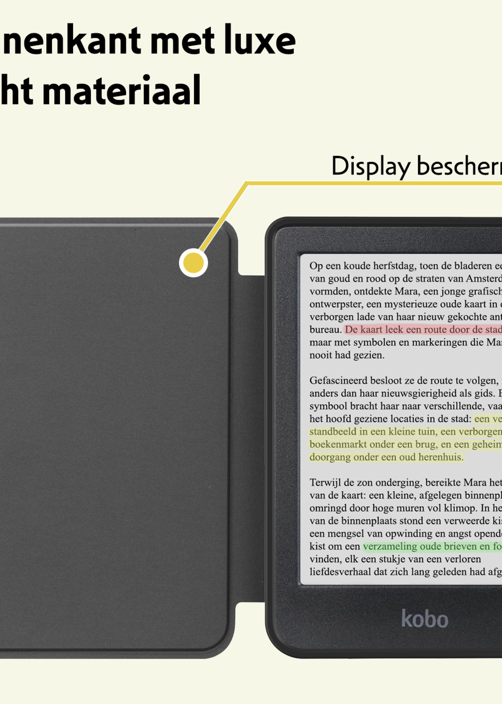 LUQ Hoesje Geschikt voor Kobo Clara Colour Hoes Bescherm Hoesje Case Luxe Sleep Cover Met Screenprotector - Donkergroen