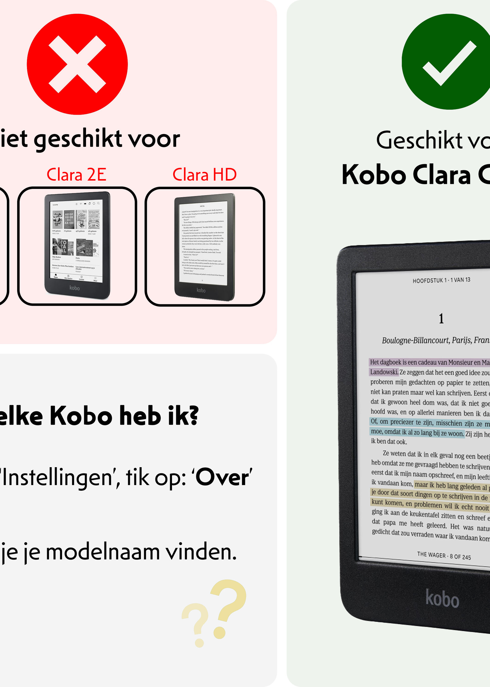 LUQ Hoesje Geschikt voor Kobo Clara Colour Hoes Bescherm Hoesje Case Luxe Sleep Cover Met Screenprotector - Kat