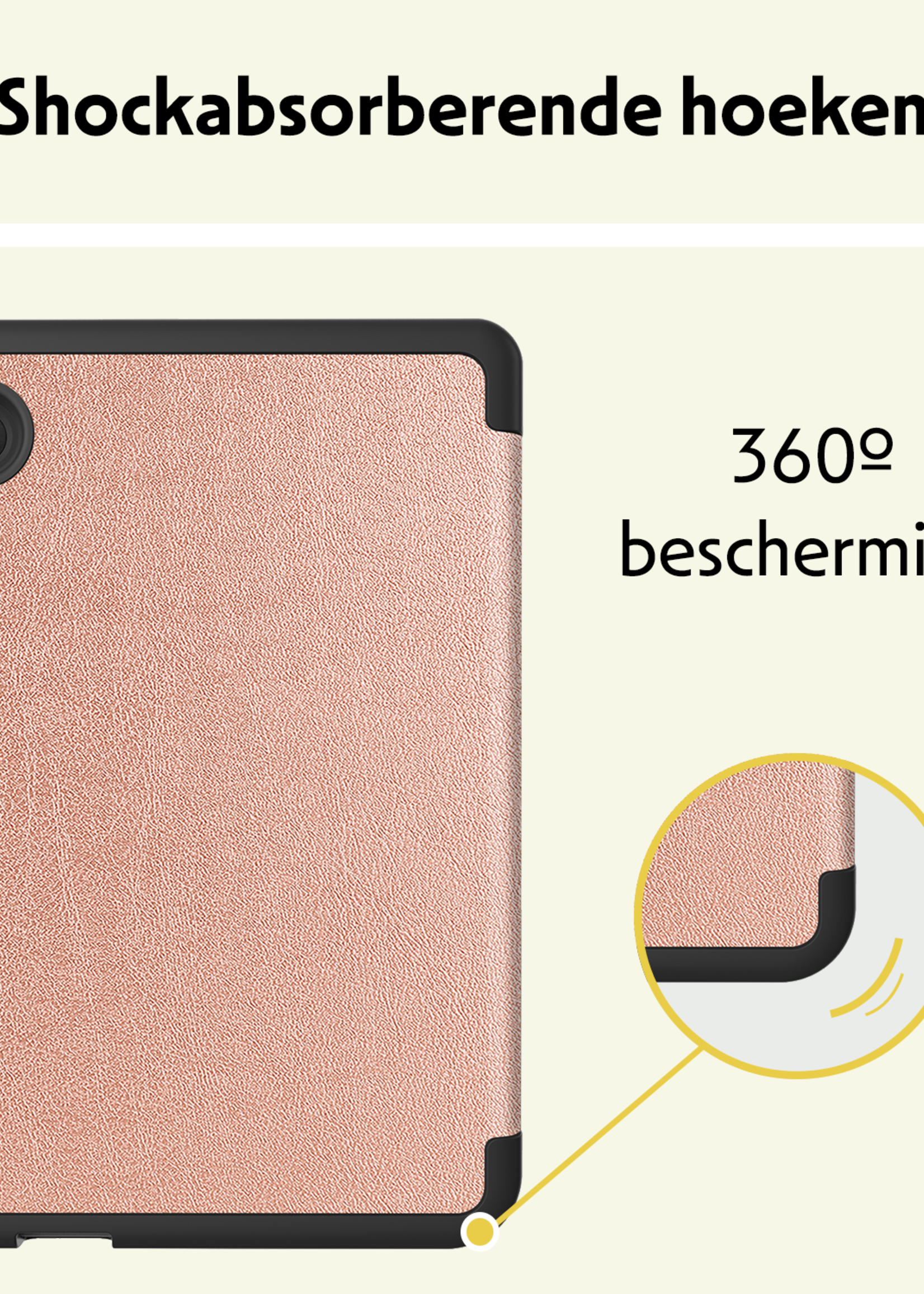 LUQ Hoesje Geschikt voor Kobo Clara Colour Hoes Bescherm Hoesje Case Luxe Sleep Cover Met Screenprotector - Rosé Goud