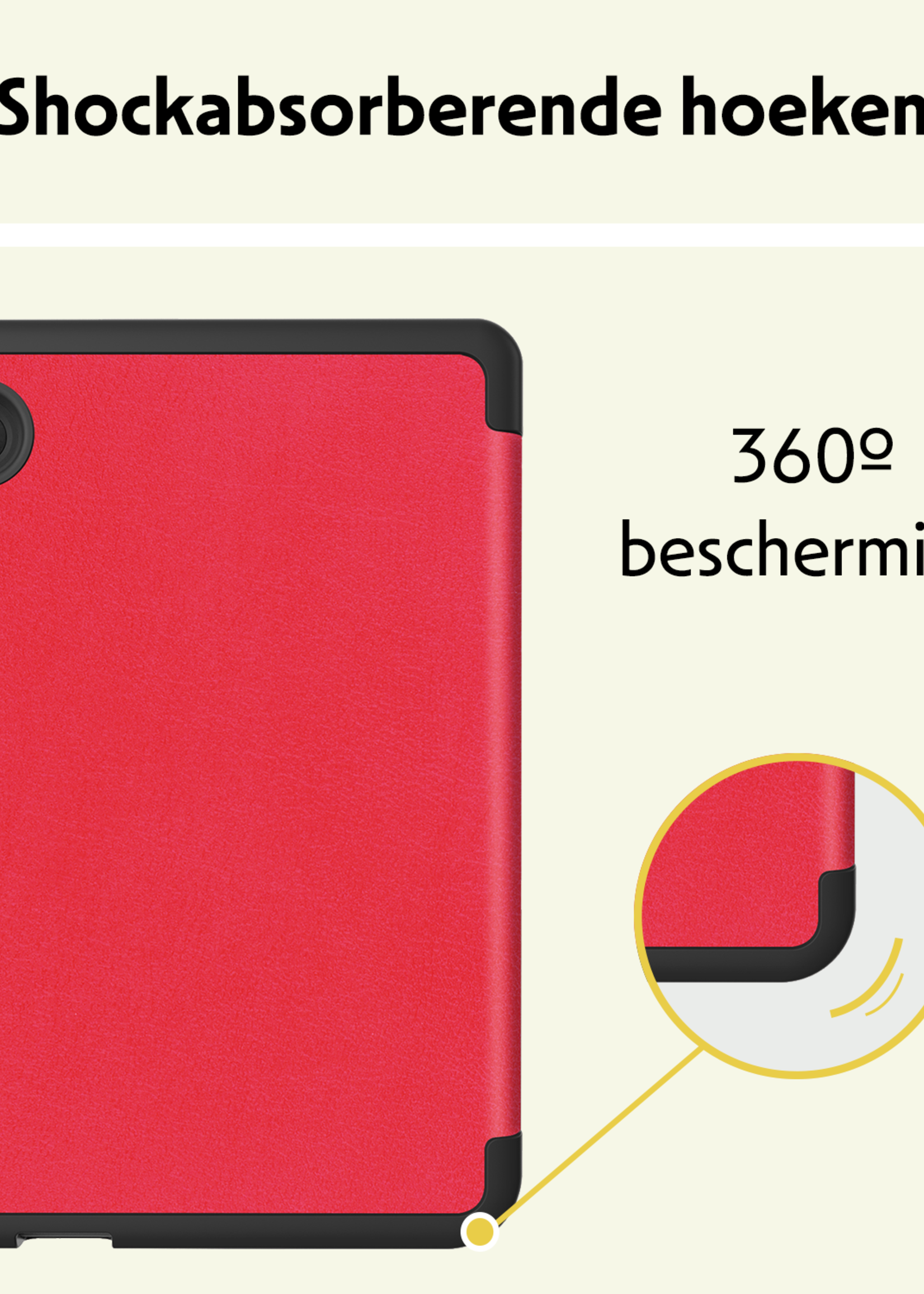 LUQ Hoesje Geschikt voor Kobo Clara Colour Hoes Bescherm Hoesje Case Luxe Sleep Cover Met Screenprotector - Rood