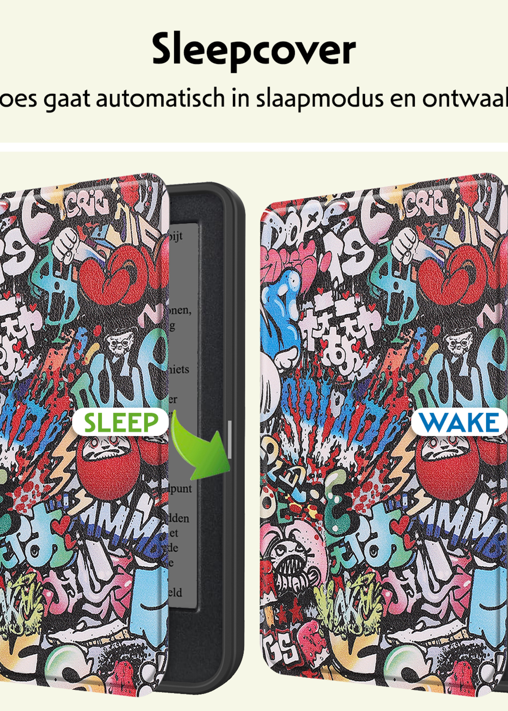 LUQ Hoesje Geschikt voor Kobo Clara BW Hoes Bescherm Hoesje Case Luxe Sleep Cover - Graffity