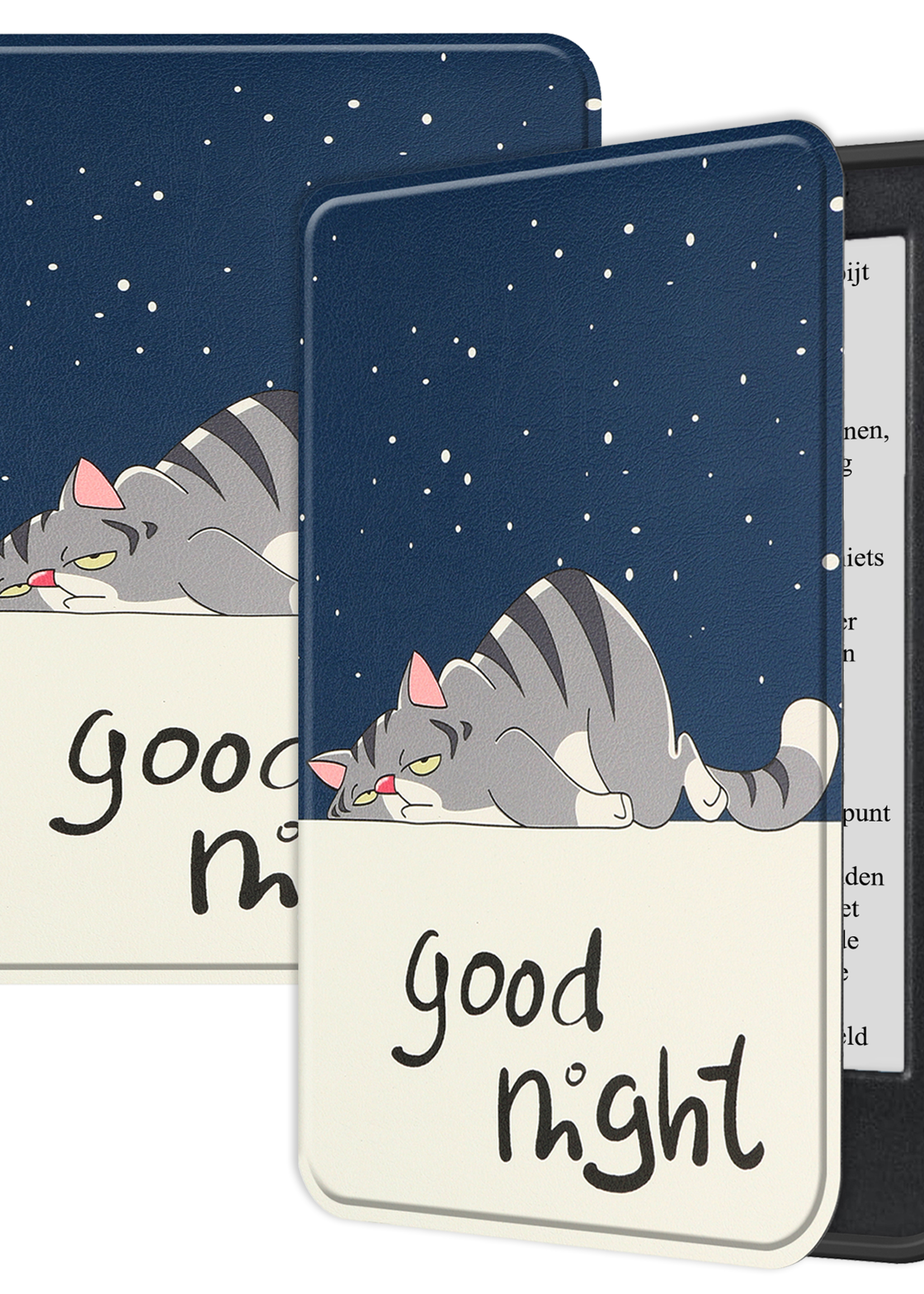 LUQ Hoesje Geschikt voor Kobo Clara BW Hoes Bescherm Hoesje Case Luxe Sleep Cover - Kat