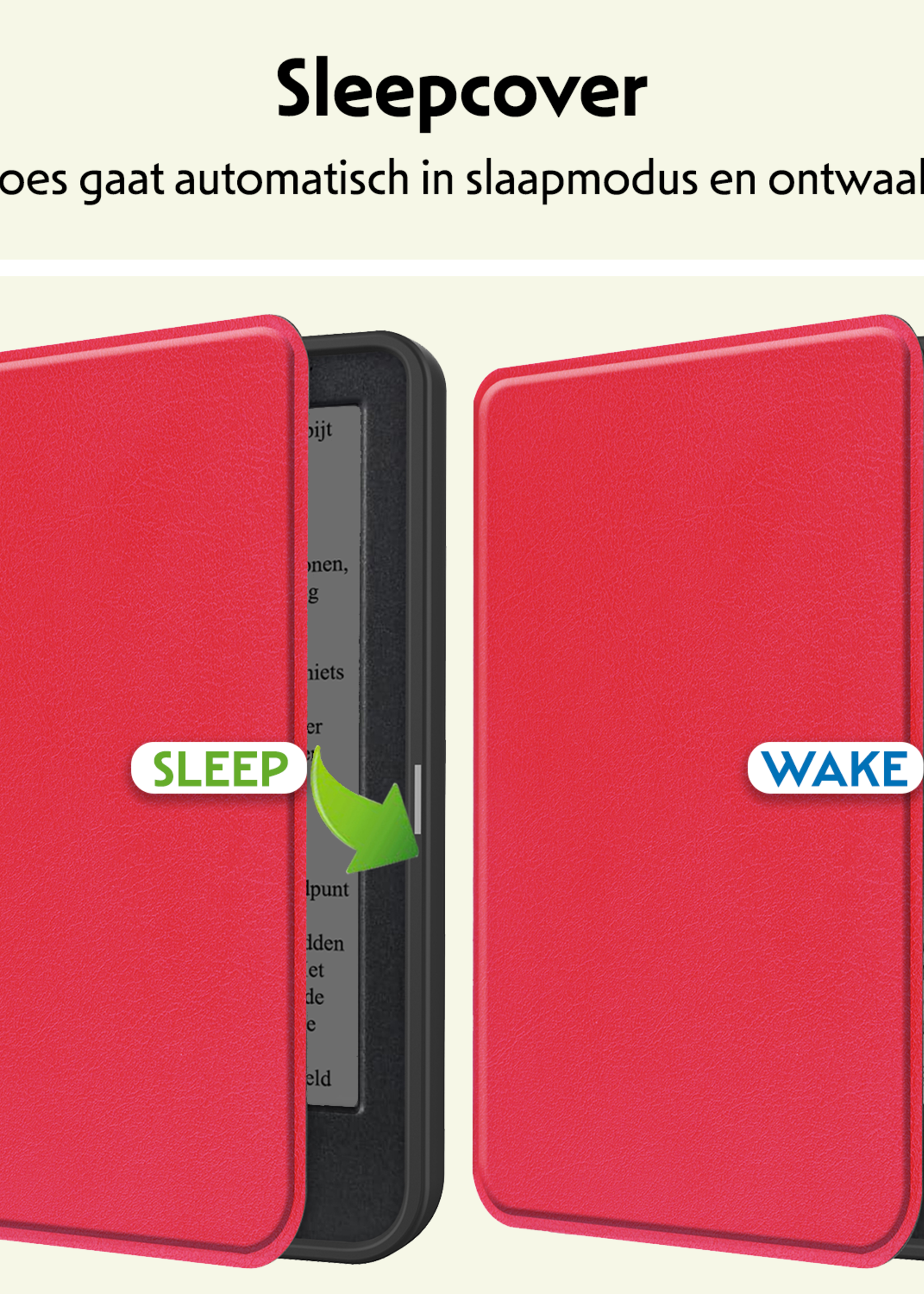LUQ Hoesje Geschikt voor Kobo Clara BW Hoes Bescherm Hoesje Case Luxe Sleep Cover - Rood