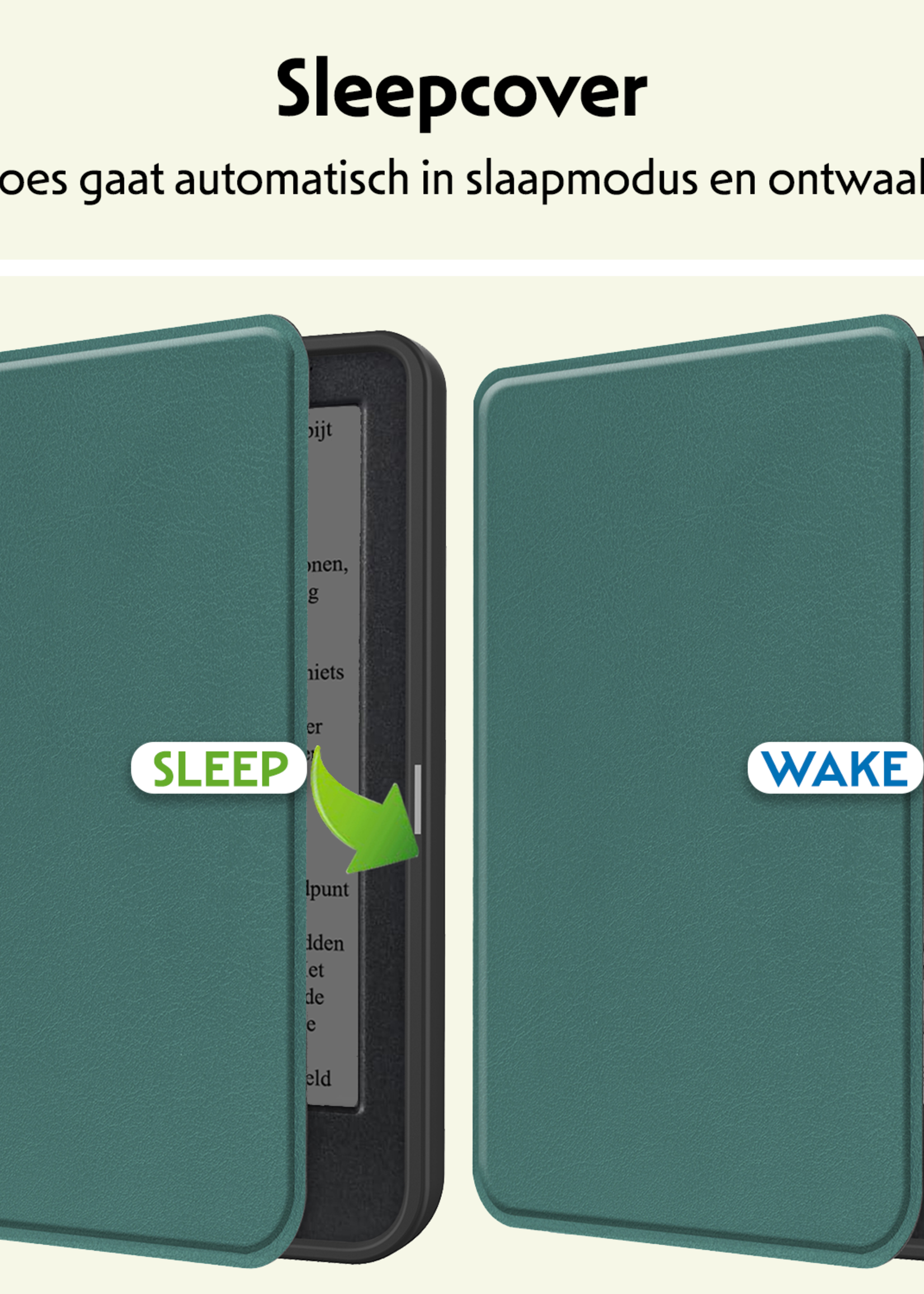 LUQ Hoesje Geschikt voor Kobo Clara BW Hoes Bescherm Hoesje Case Luxe Sleep Cover Met Screenprotector - Donkergroen