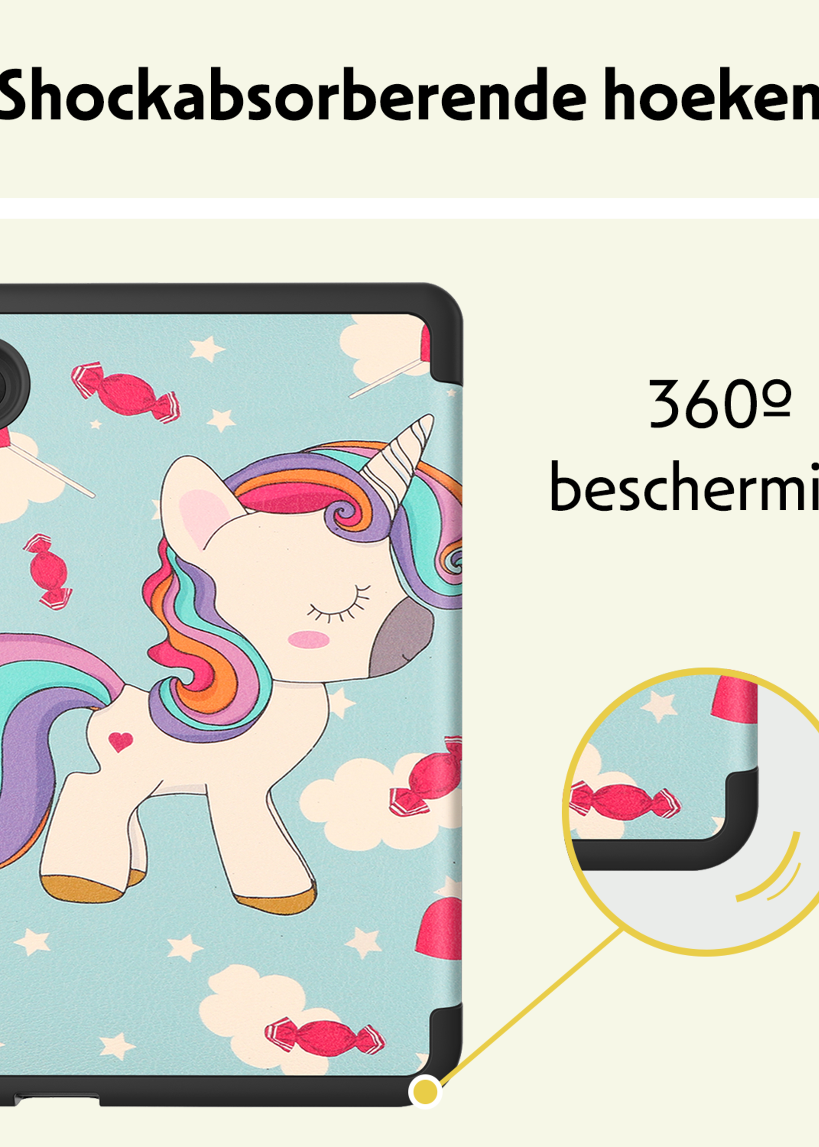 LUQ Hoesje Geschikt voor Kobo Clara BW Hoes Bescherm Hoesje Case Luxe Sleep Cover Met Screenprotector - Eenhoorn
