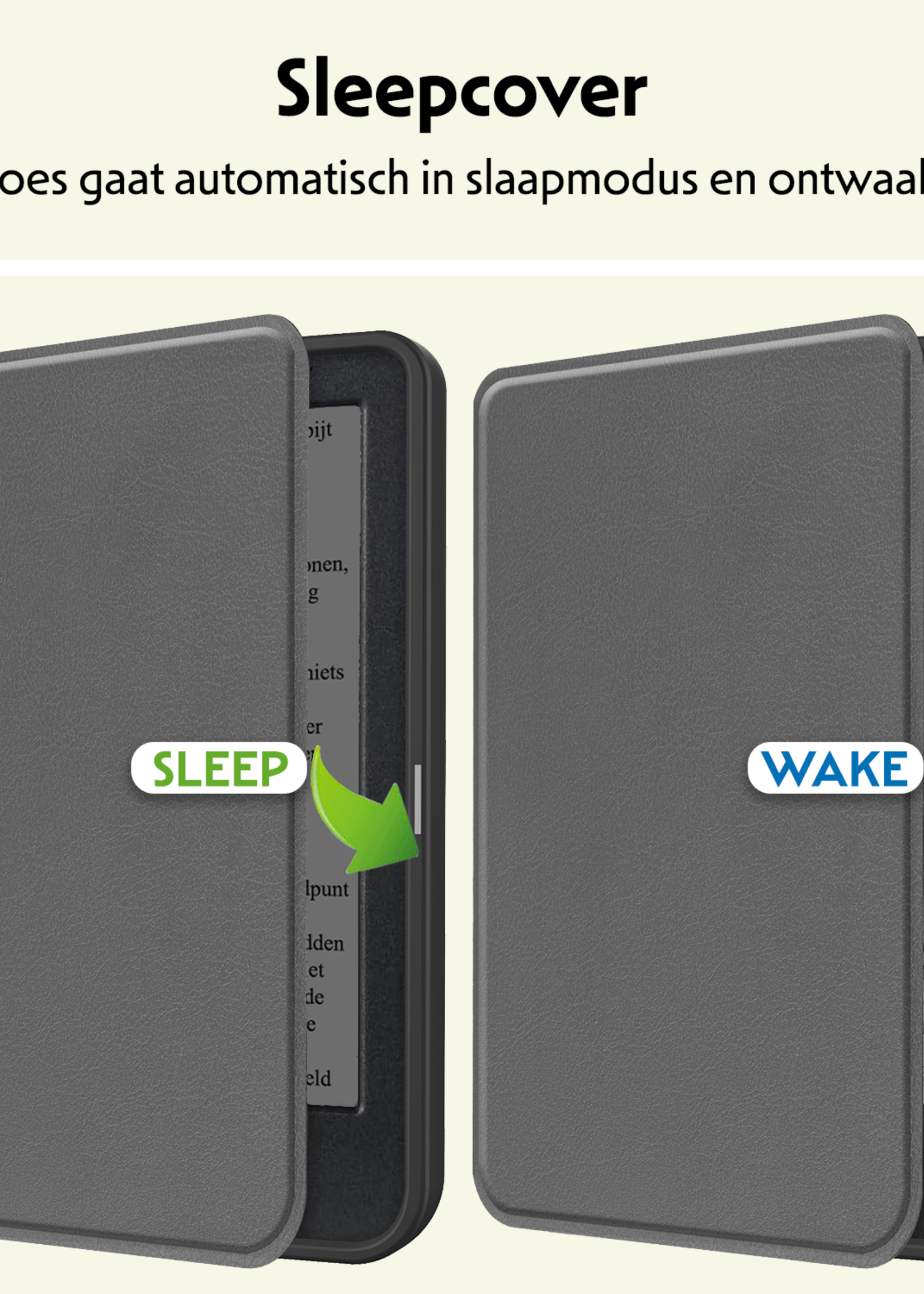 LUQ Hoesje Geschikt voor Kobo Clara BW Hoes Bescherm Hoesje Case Luxe Sleep Cover Met Screenprotector - Grijs