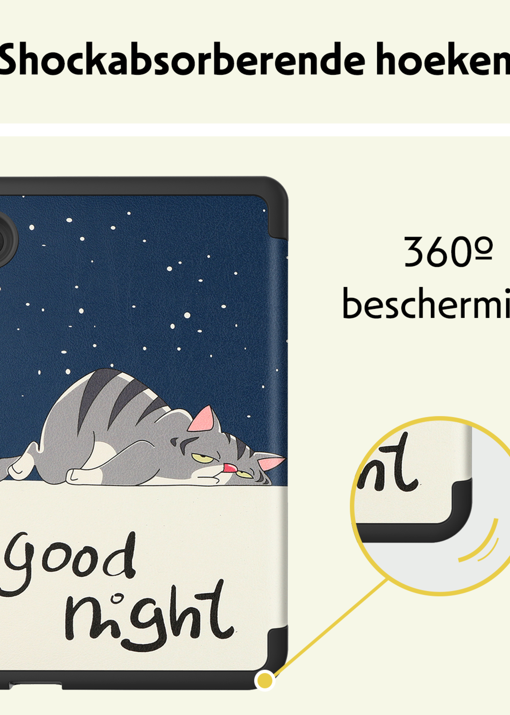 LUQ Hoesje Geschikt voor Kobo Clara BW Hoes Bescherm Hoesje Case Luxe Sleep Cover Met Screenprotector - Kat