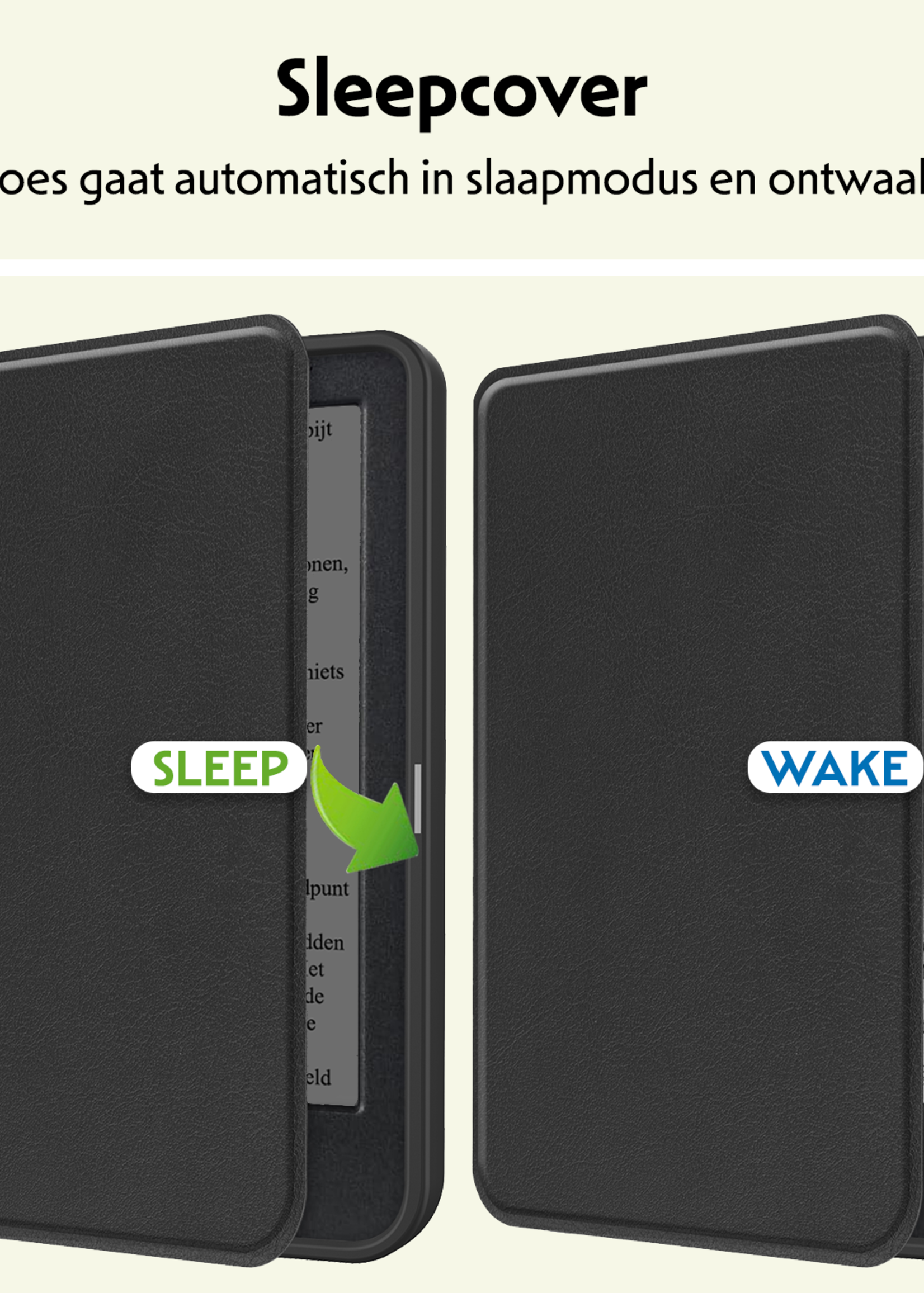 LUQ Hoesje Geschikt voor Kobo Clara BW Hoes Bescherm Hoesje Case Luxe Sleep Cover Met Screenprotector - Zwart
