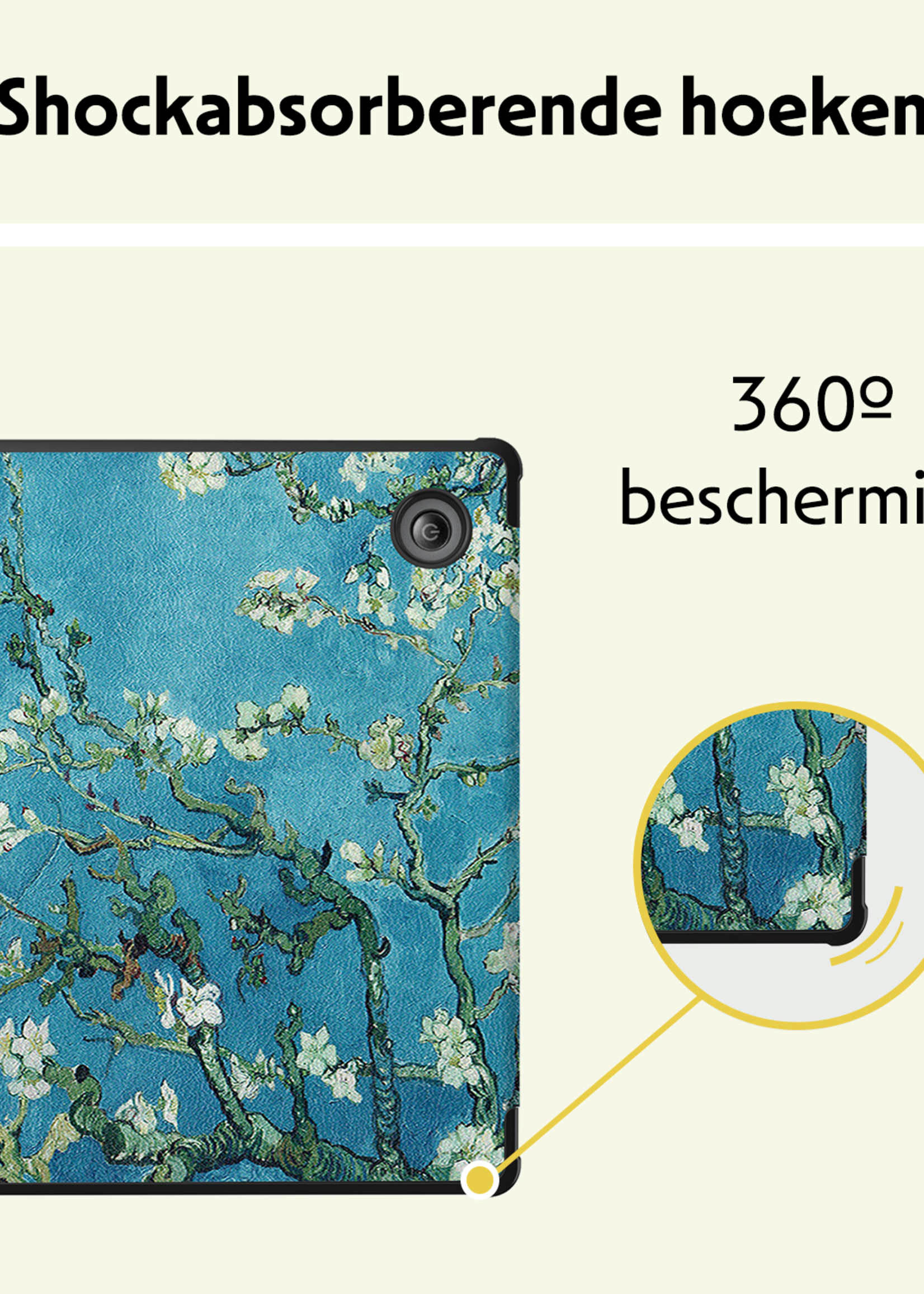 LUQ Hoesje Geschikt voor Kobo Libra Colour Hoes Bescherm Hoesje Case Trifold - Bloesem