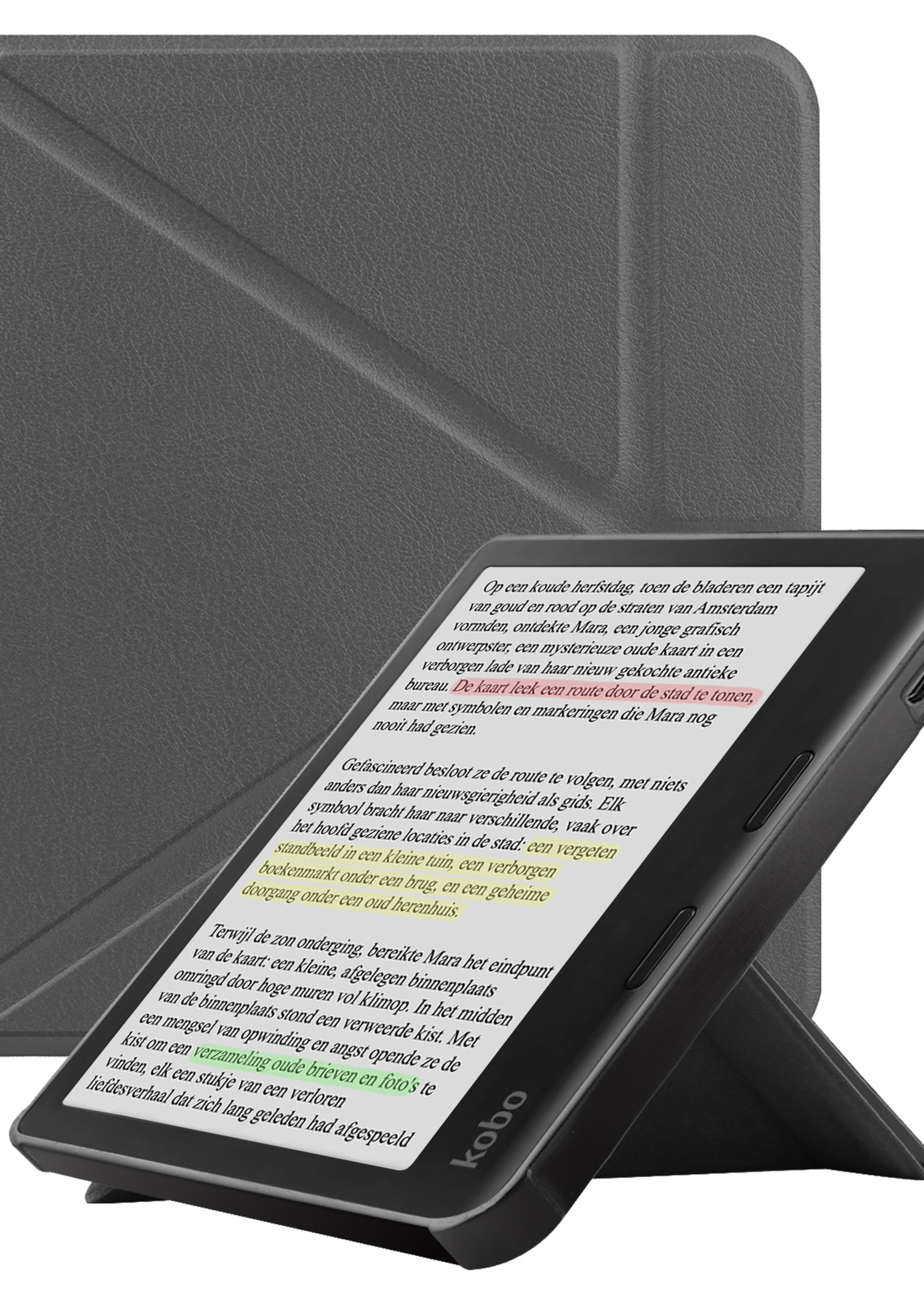 LUQ Hoesje Geschikt voor Kobo Libra Colour Hoes Bescherm Hoesje Case Trifold - Grijs