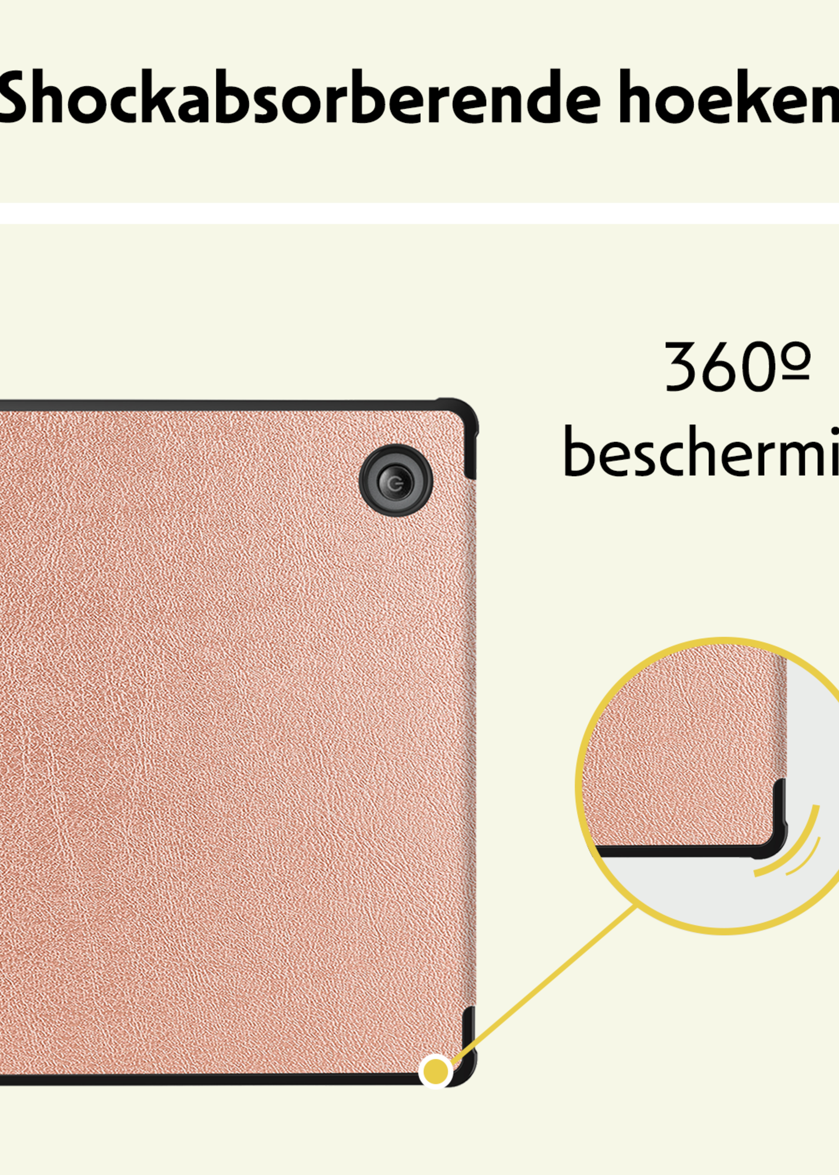 LUQ Hoesje Geschikt voor Kobo Libra Colour Hoes Bescherm Hoesje Case Trifold - Rosé Goud