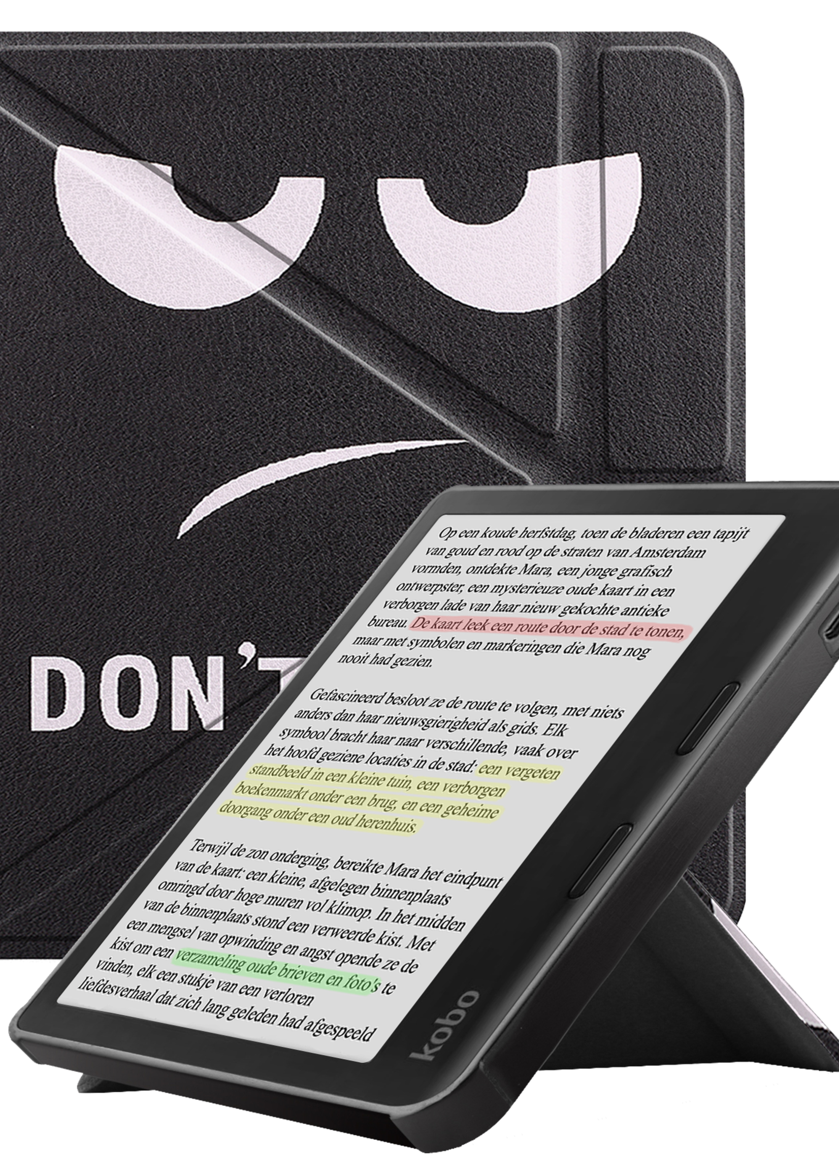 LUQ Hoesje Geschikt voor Kobo Libra Colour Hoes Bescherm Hoesje Case Trifold - Don't Touch Me