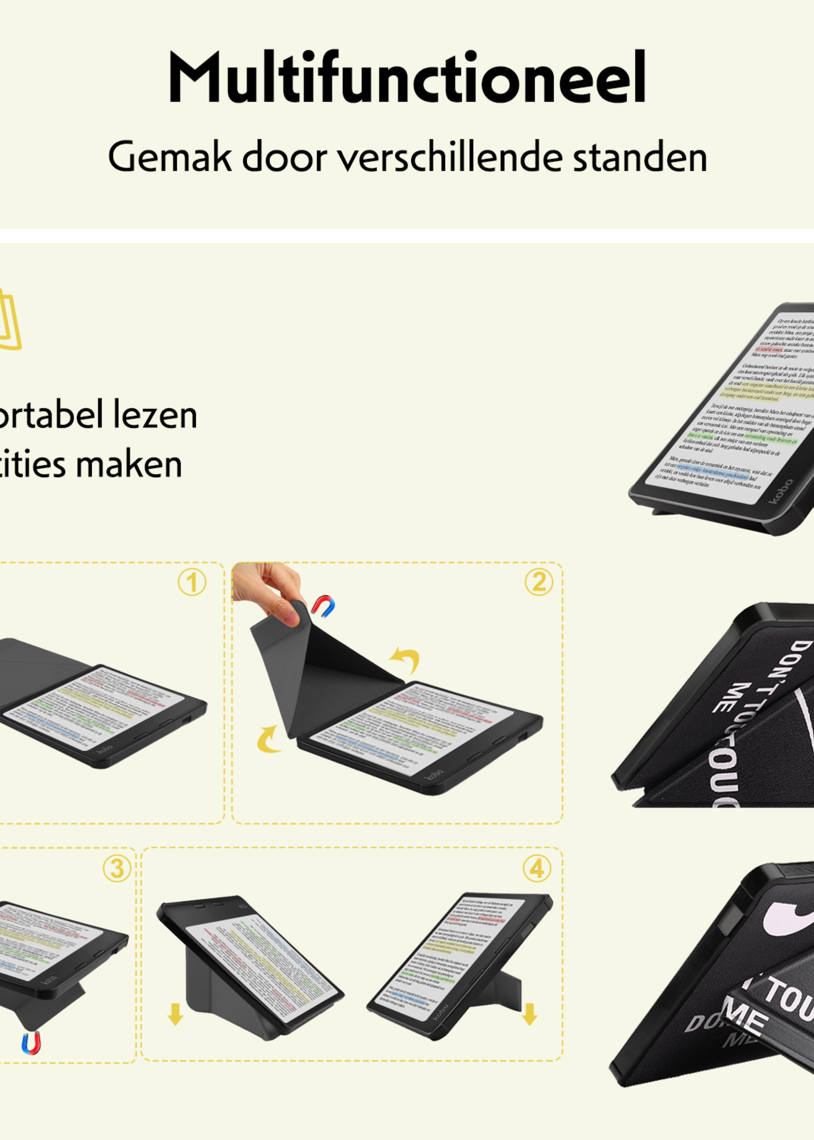 LUQ Hoesje Geschikt voor Kobo Libra Colour Hoes Bescherm Hoesje Case Trifold - Don't Touch Me