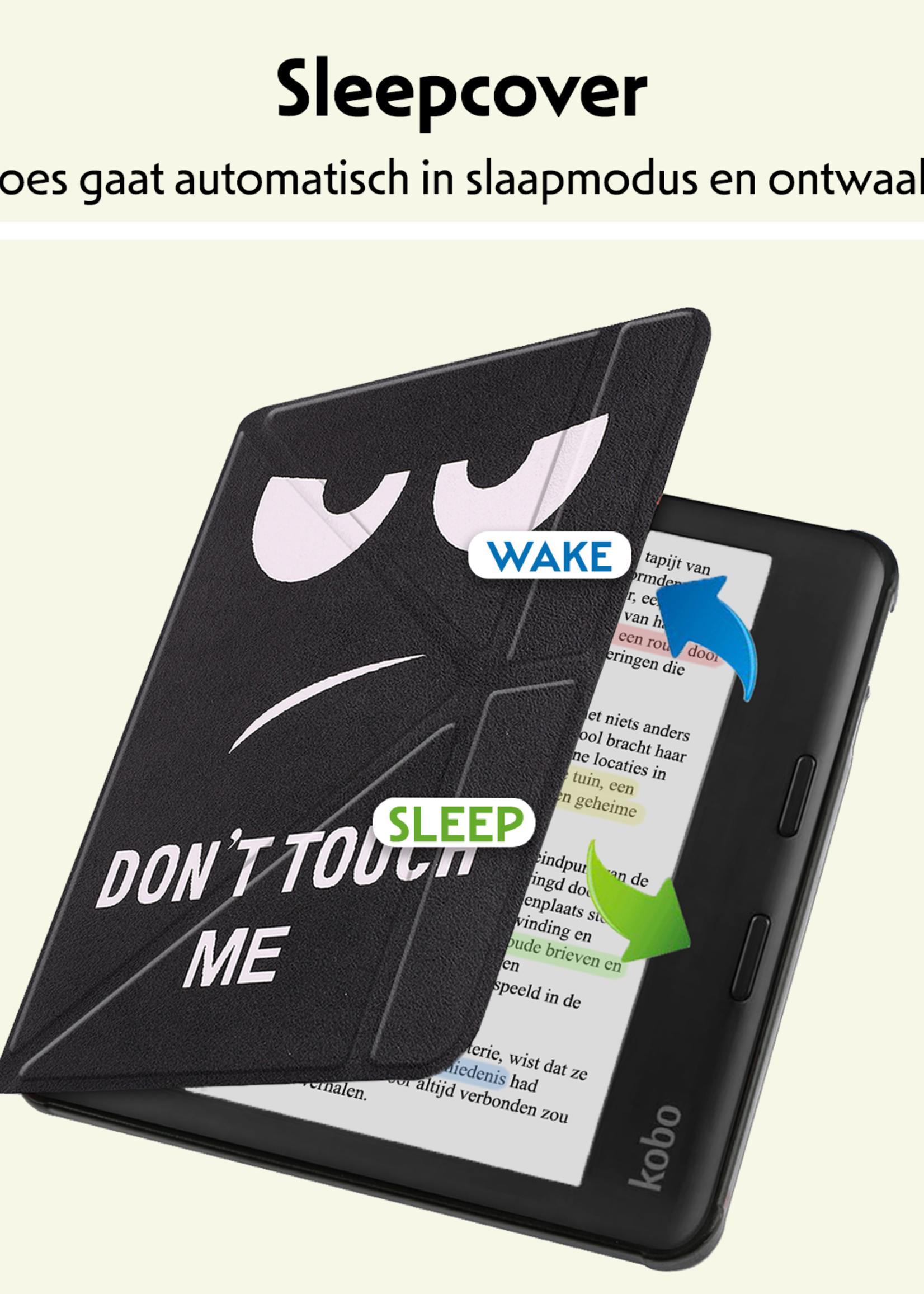 LUQ Hoesje Geschikt voor Kobo Libra Colour Hoes Bescherm Hoesje Case Trifold - Don't Touch Me