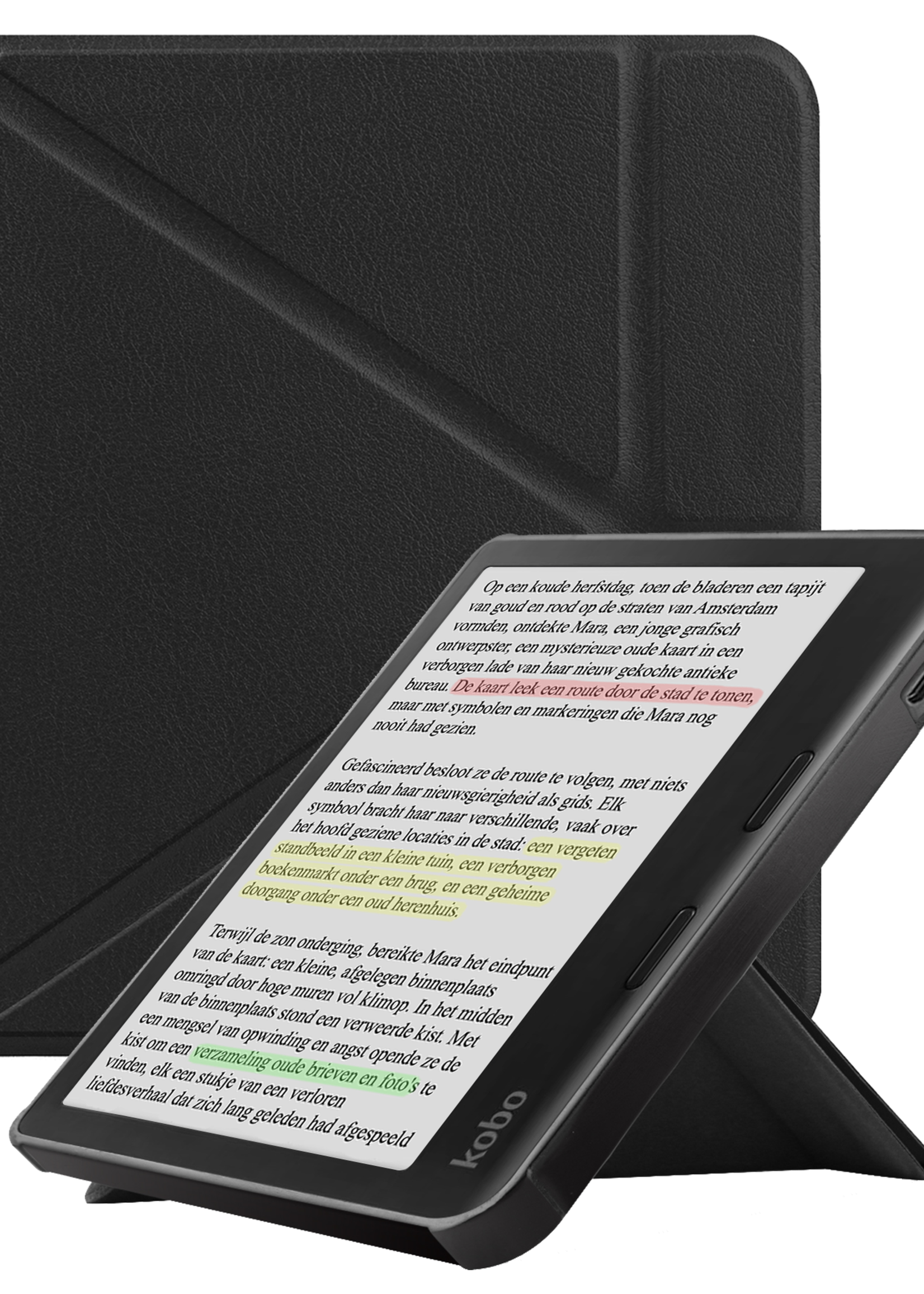 LUQ Hoesje Geschikt voor Kobo Libra Colour Hoes Bescherm Hoesje Case Trifold - Zwart