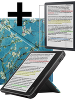 LUQ LUQ Kobo Libra Colour Hoesje Trifold Met Screenprotector - Bloesem