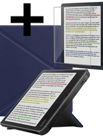 LUQ LUQ Kobo Libra Colour Hoesje Trifold Met Screenprotector - Donkerblauw