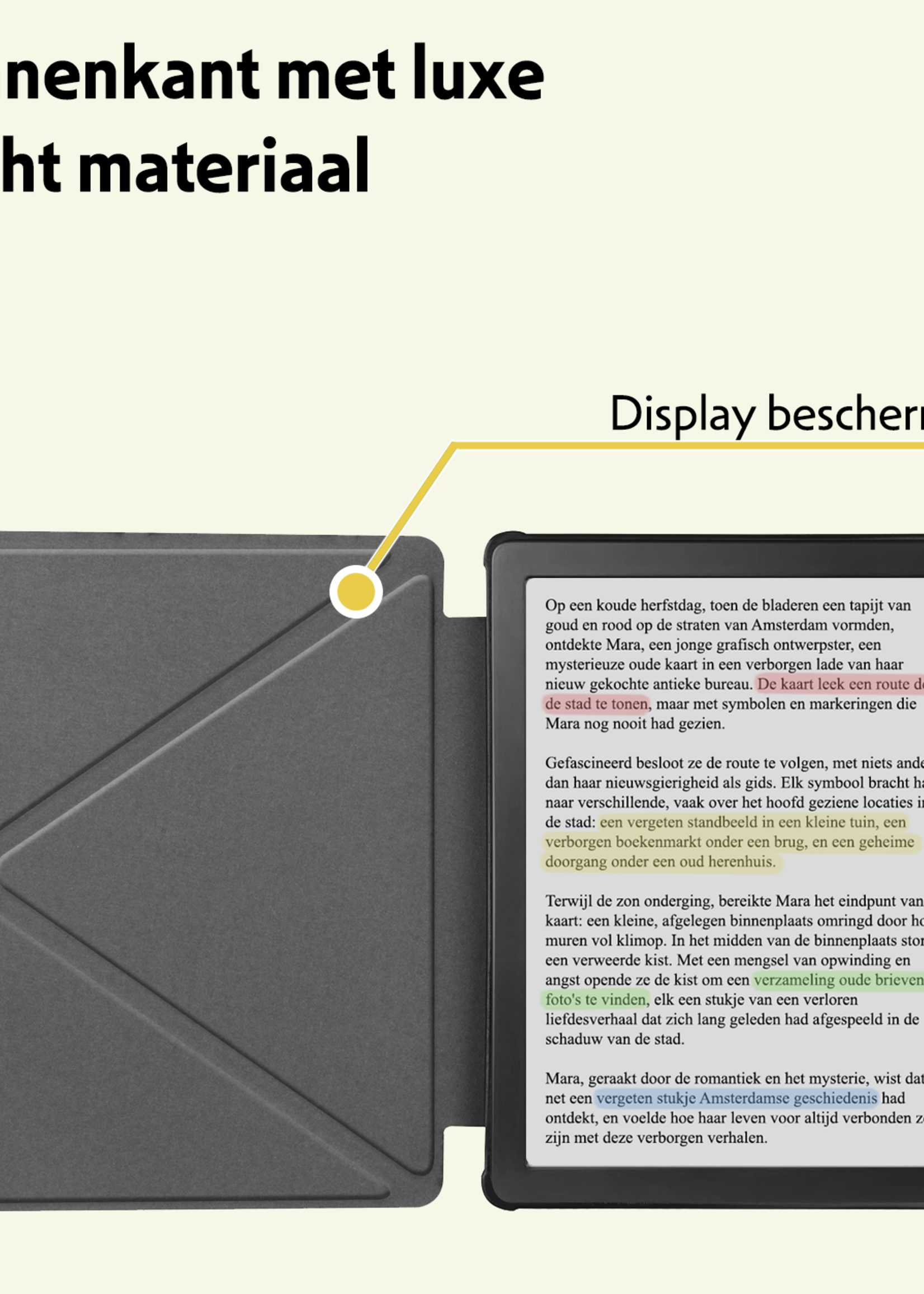 LUQ Hoesje Geschikt voor Kobo Libra Colour Hoes Bescherm Hoesje Case Trifold Met Screenprotector - Donkergroen