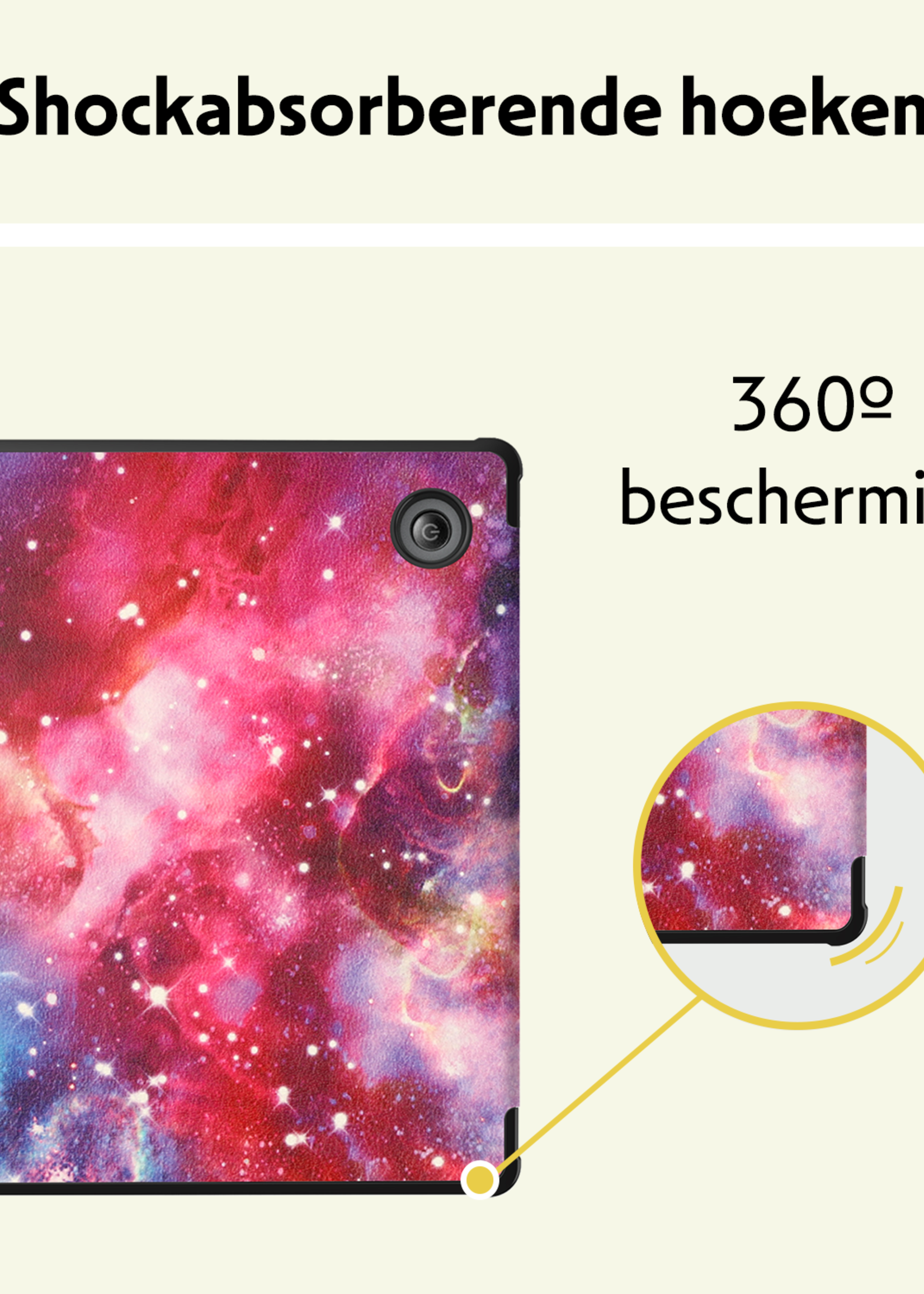 LUQ Hoesje Geschikt voor Kobo Libra Colour Hoes Bescherm Hoesje Case Trifold Met Screenprotector - Galaxy