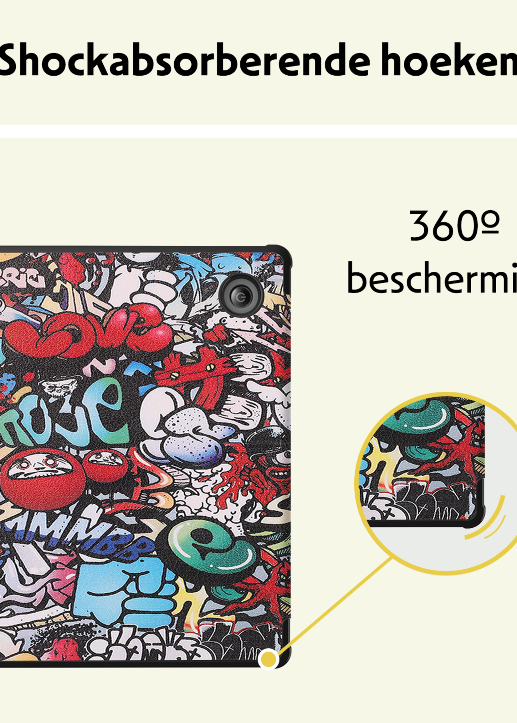 LUQ Hoesje Geschikt voor Kobo Libra Colour Hoes Bescherm Hoesje Case Trifold Met Screenprotector - Graffity