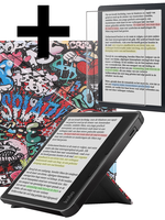 LUQ LUQ Kobo Libra Colour Hoesje Trifold Met Screenprotector - Graffity