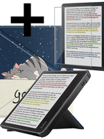 LUQ LUQ Kobo Libra Colour Hoesje Trifold Met Screenprotector - Kat