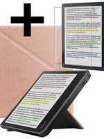 LUQ LUQ Kobo Libra Colour Hoesje Trifold Met Screenprotector - Rose Goud