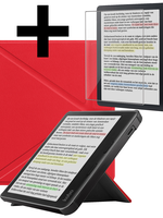 LUQ LUQ Kobo Libra Colour Hoesje Trifold Met Screenprotector - Rood