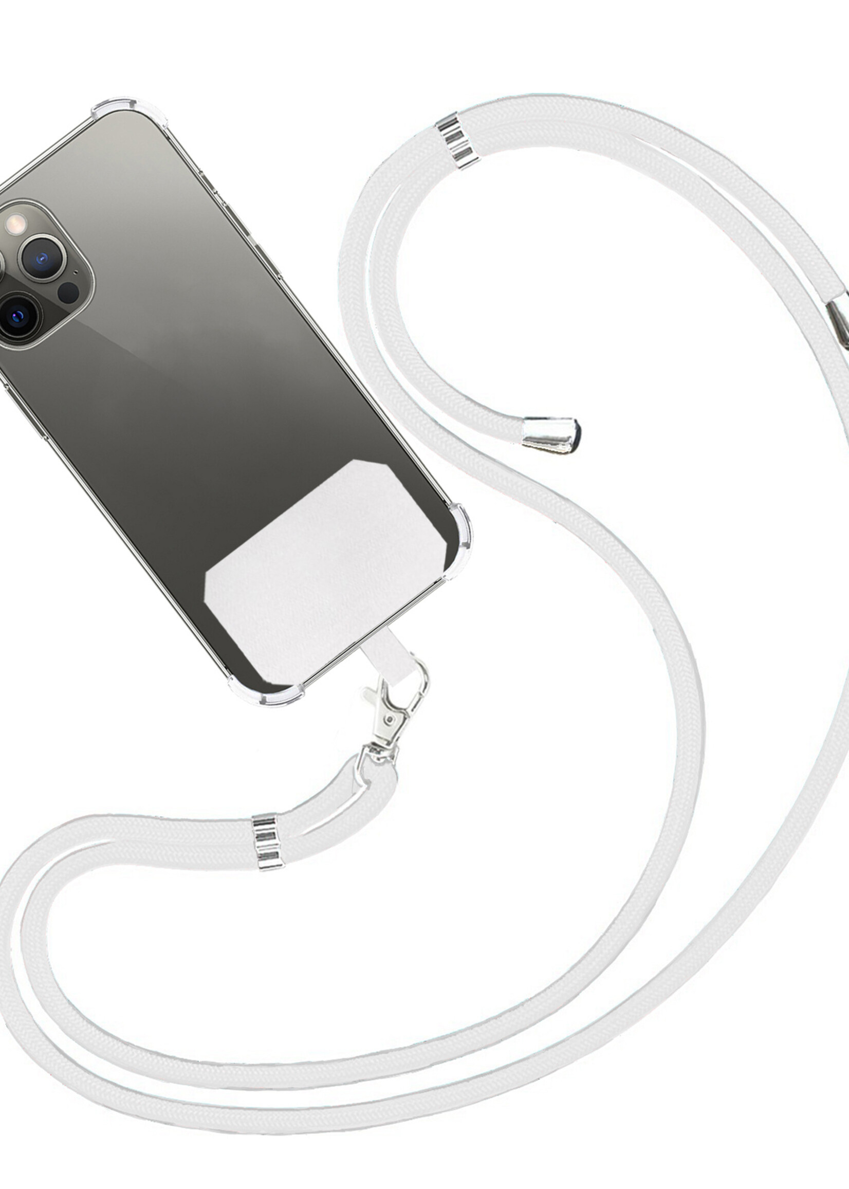 LUQ Telefoonkoord Universeel Telefoon Koord Telefoonketting Verstelbaar Telefoonkoorden 150 cm - Wit
