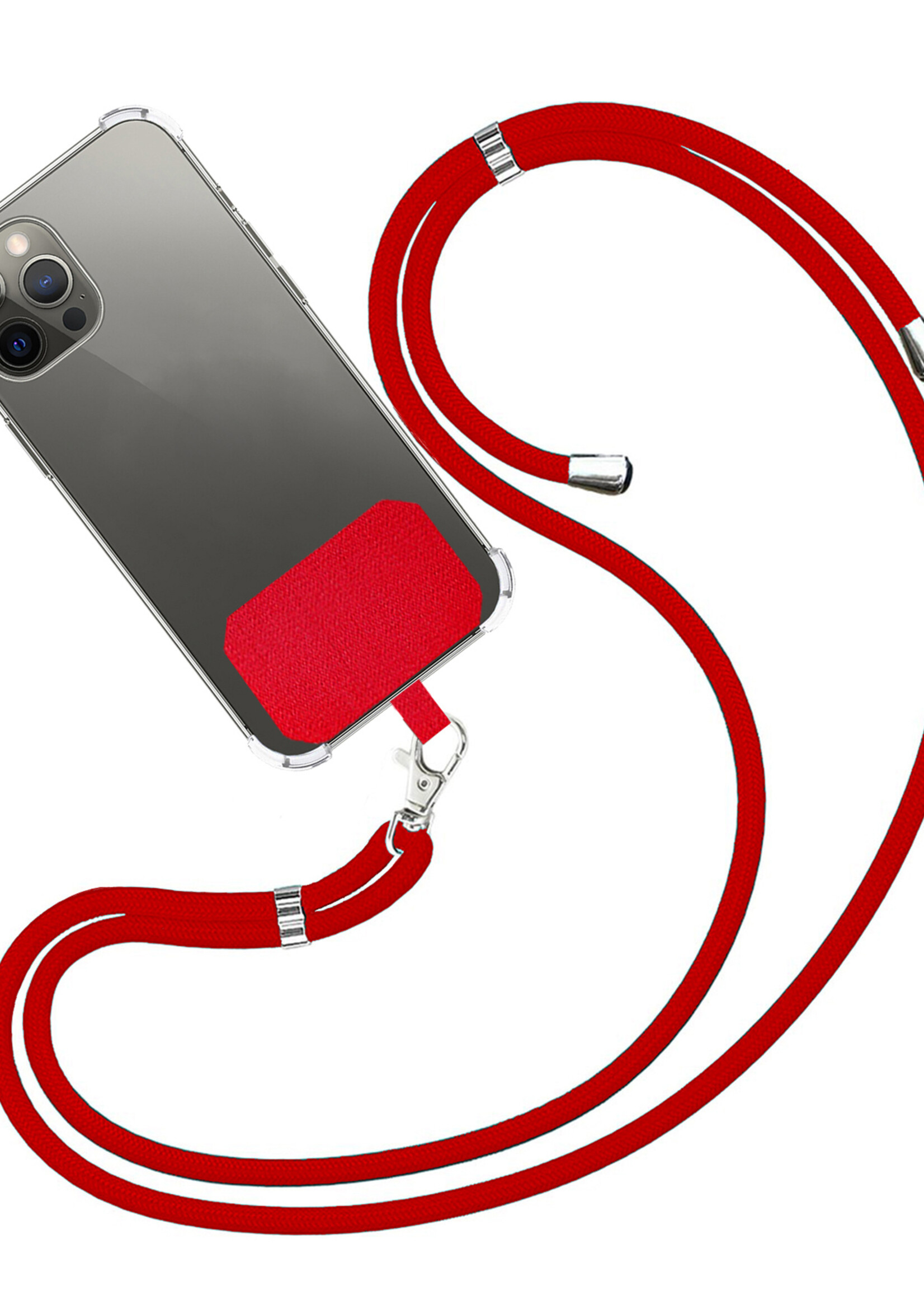LUQ Telefoonkoord Universeel Telefoon Koord Telefoonketting Verstelbaar Telefoonkoorden 150 cm - Rood