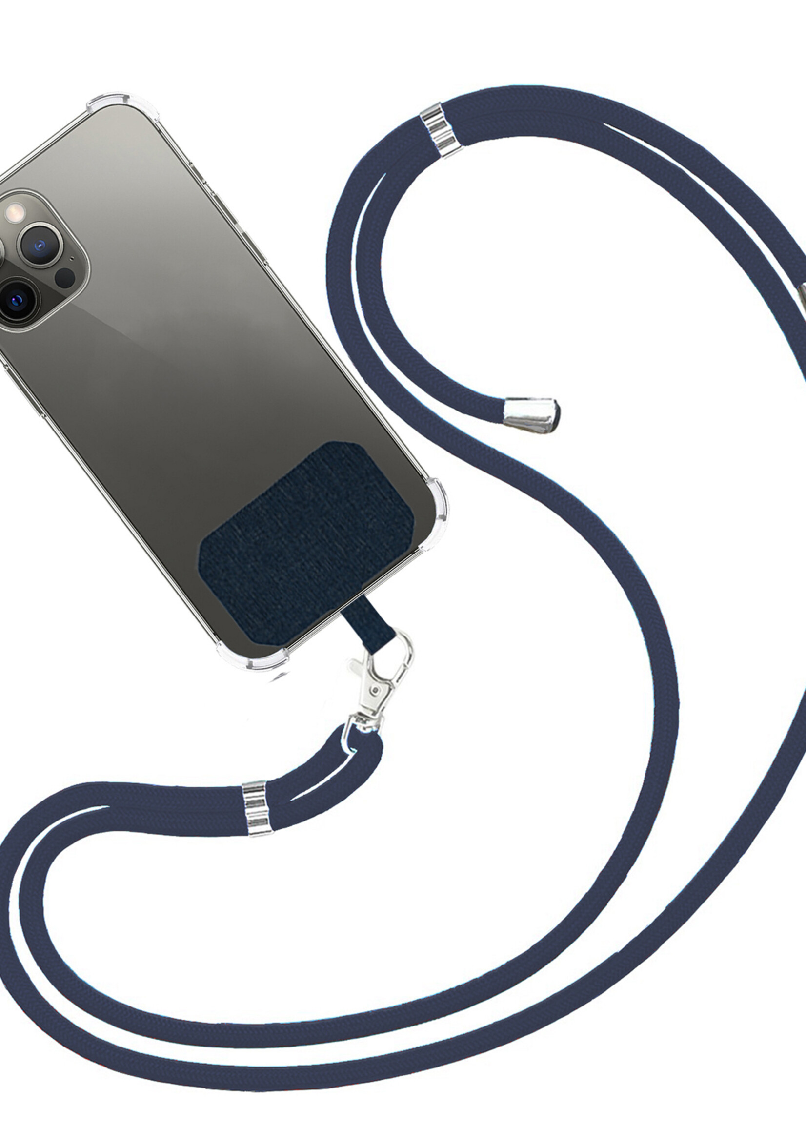 LUQ Telefoonkoord Universeel Telefoon Koord Telefoonketting Verstelbaar Telefoonkoorden 150 cm - Donkerblauw