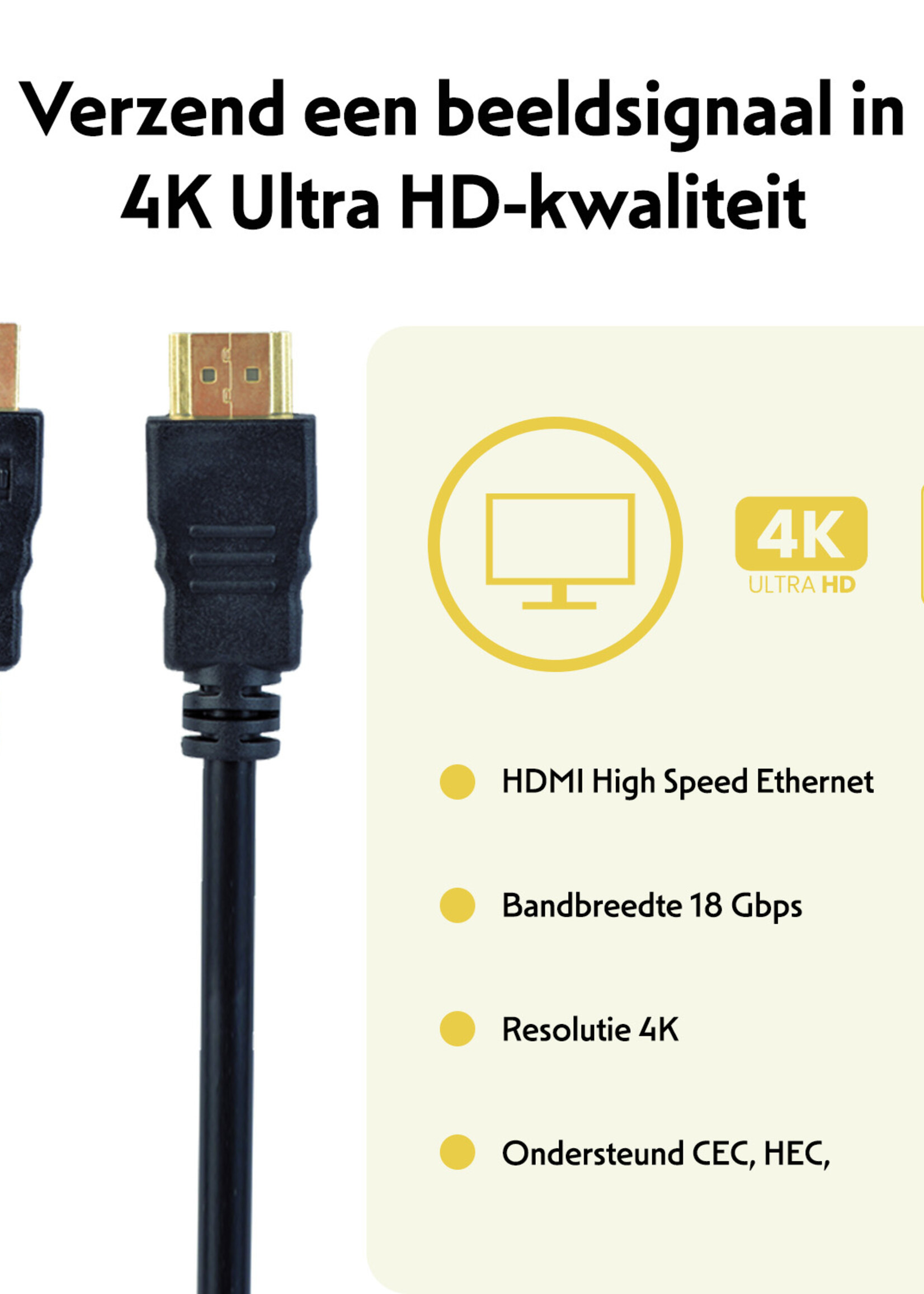 LUQ HDMI Kabel 1 Meter HDMI naar HDMI Kabel 4K Resolutie - HDMI-kabels 1080p HD Kwaliteit - Zwart