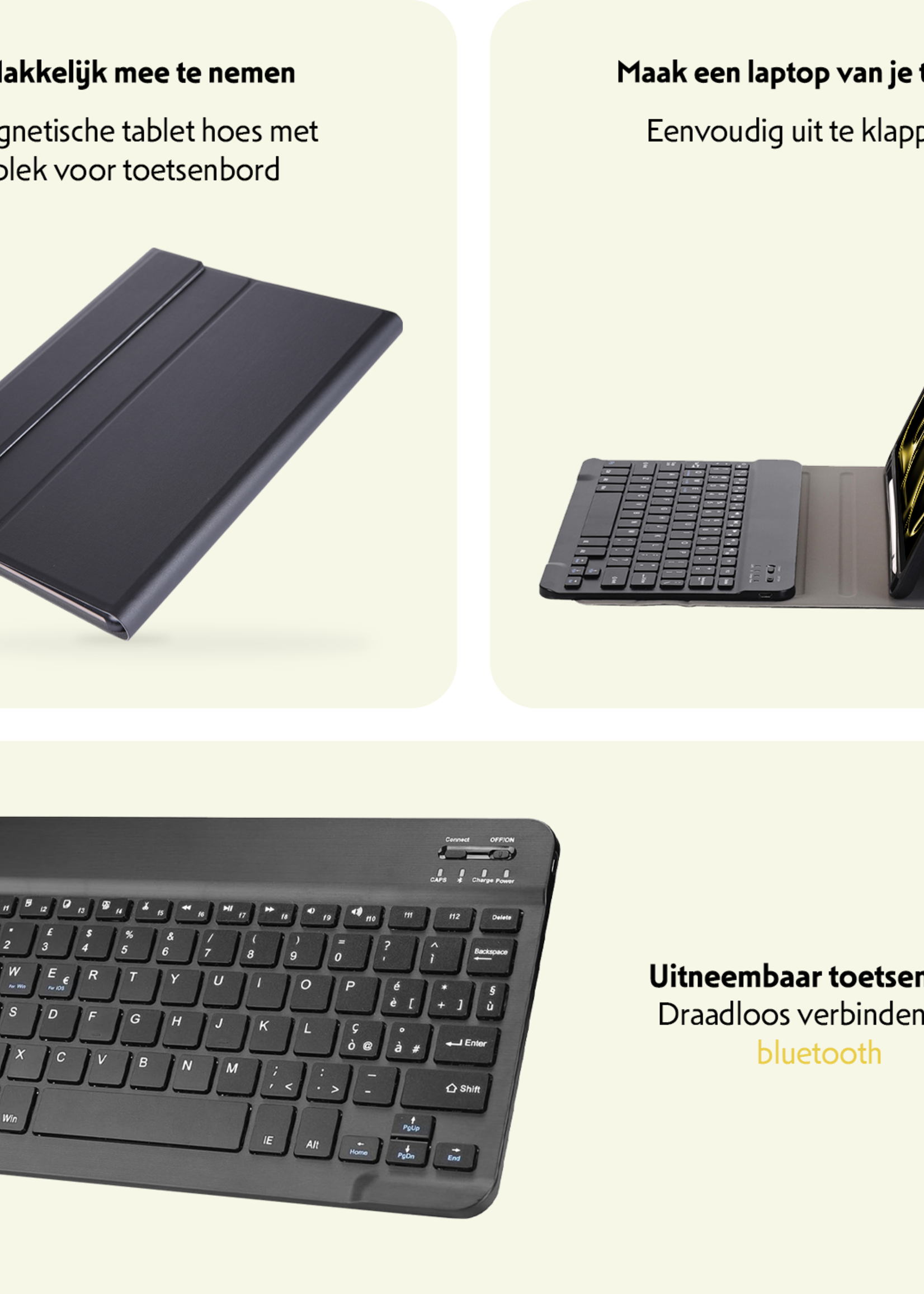 LUQ iPad Pro 11 inch 2024 Hoesje Toetsenbord Hoes Luxe Keyboard Case Cover (10,9 inch) - Zwart