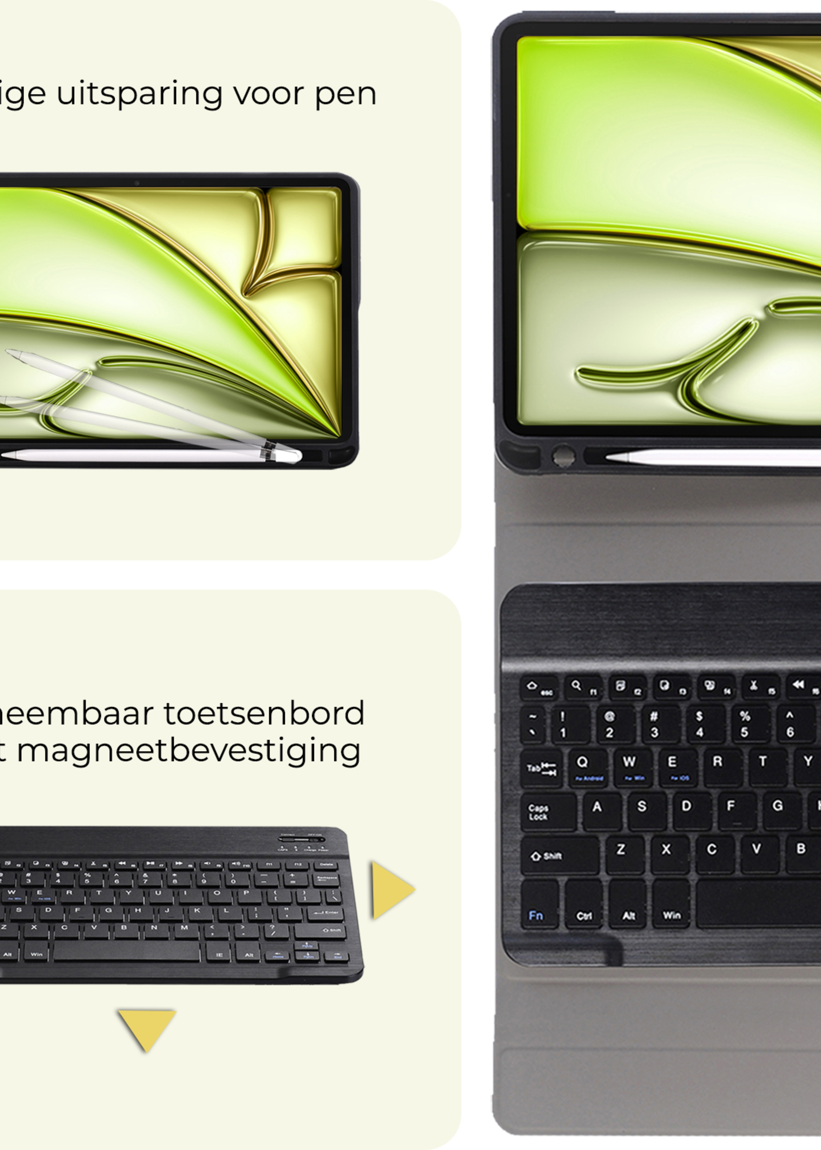 LUQ iPad Air 6 (13 inch) Hoesje Toetsenbord En Screenprotector - iPad Air 6 (13 inch) Hoes Luxe Keyboard Case Cover Met Bescherm Glas (10,9 inch) - Donkerblauw