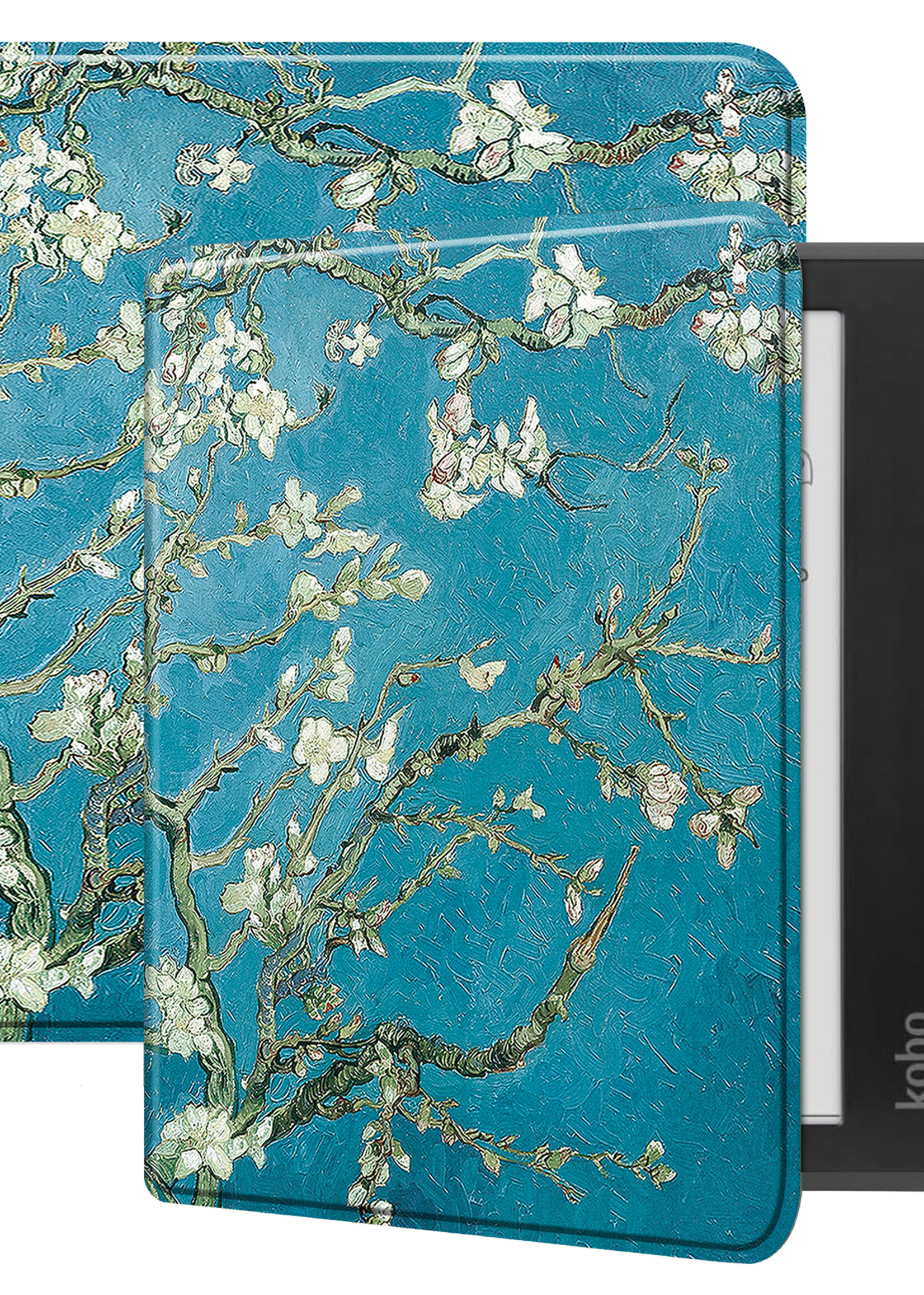 LUQ Hoesje Geschikt voor Kobo Libra Colour Hoes Bescherm Hoesje Case Luxe Sleep Cover - Bloesem