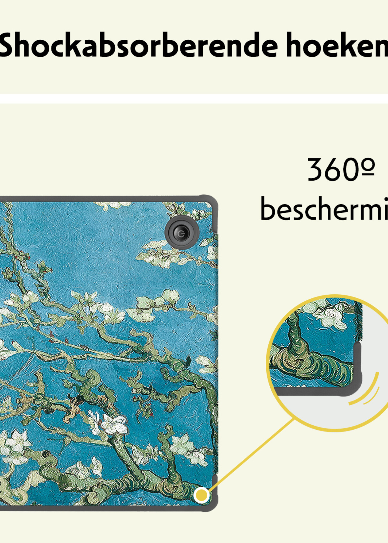 LUQ Hoesje Geschikt voor Kobo Libra Colour Hoes Bescherm Hoesje Case Luxe Sleep Cover - Bloesem