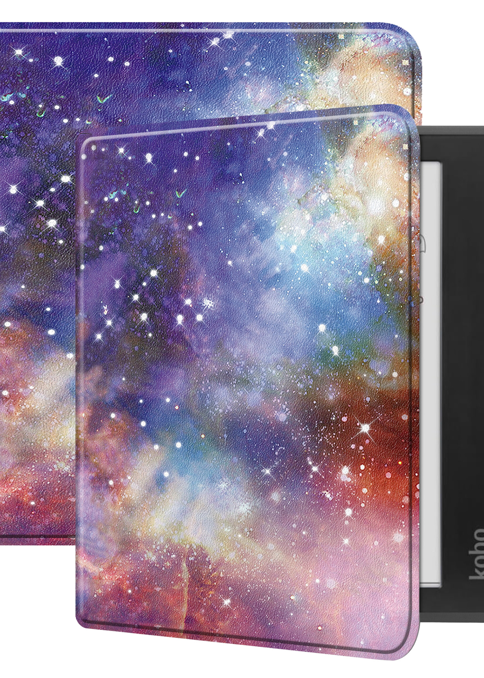 LUQ Hoesje Geschikt voor Kobo Libra Colour Hoes Bescherm Hoesje Case Luxe Sleep Cover - Galaxy